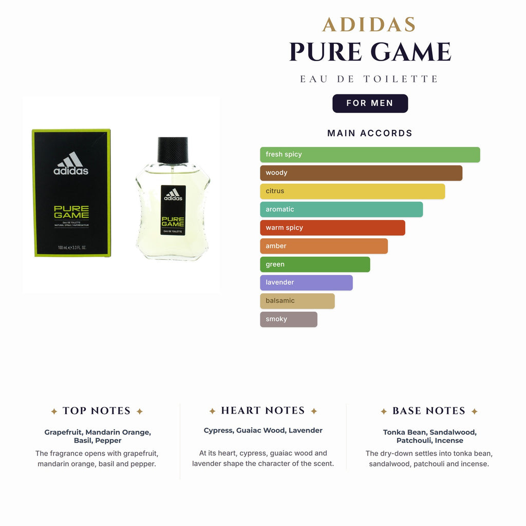 Adidas Pure Game 3.4oz EDT Spray for Men