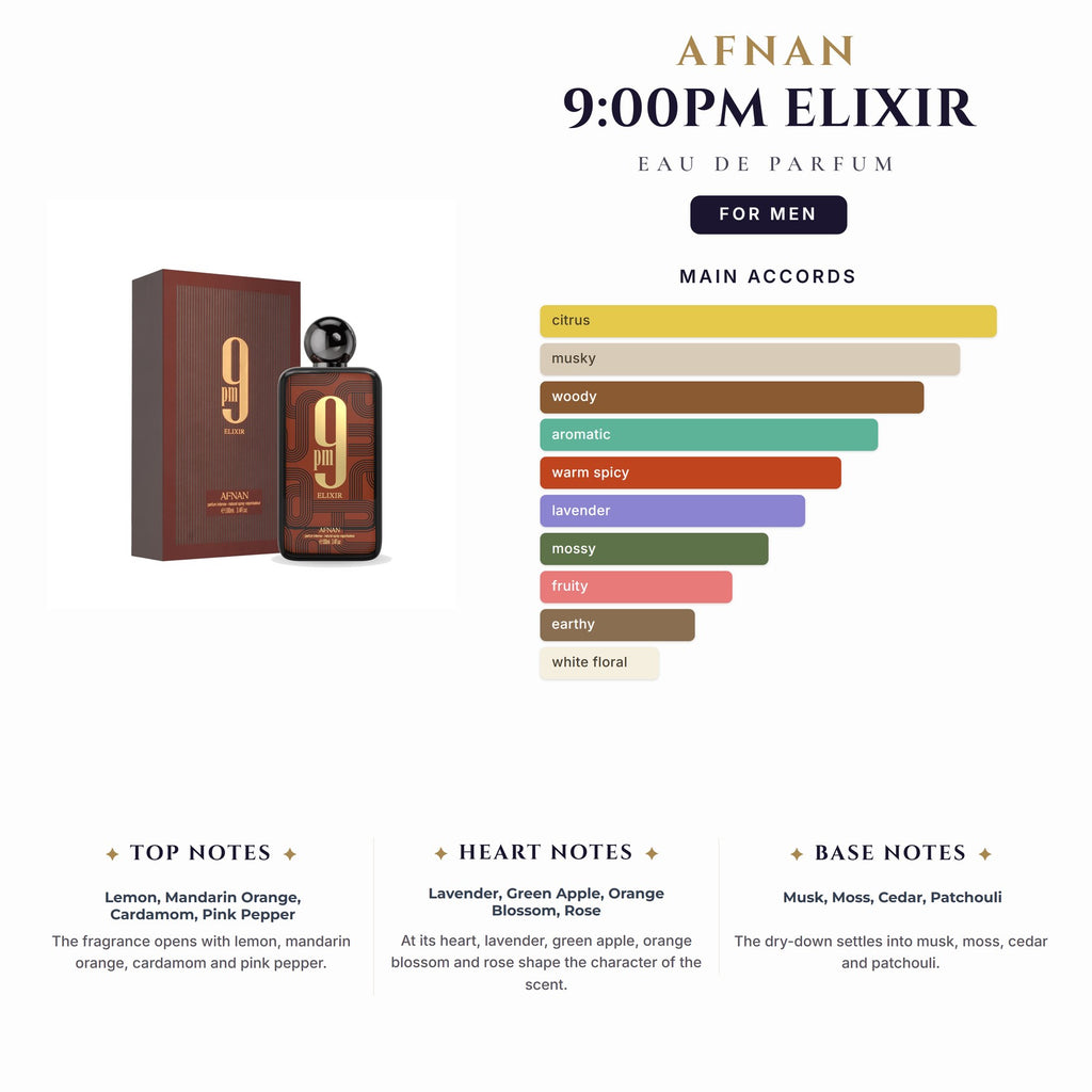 Afnan 9:00Pm Elixir 3.4oz EDP Spray for Men