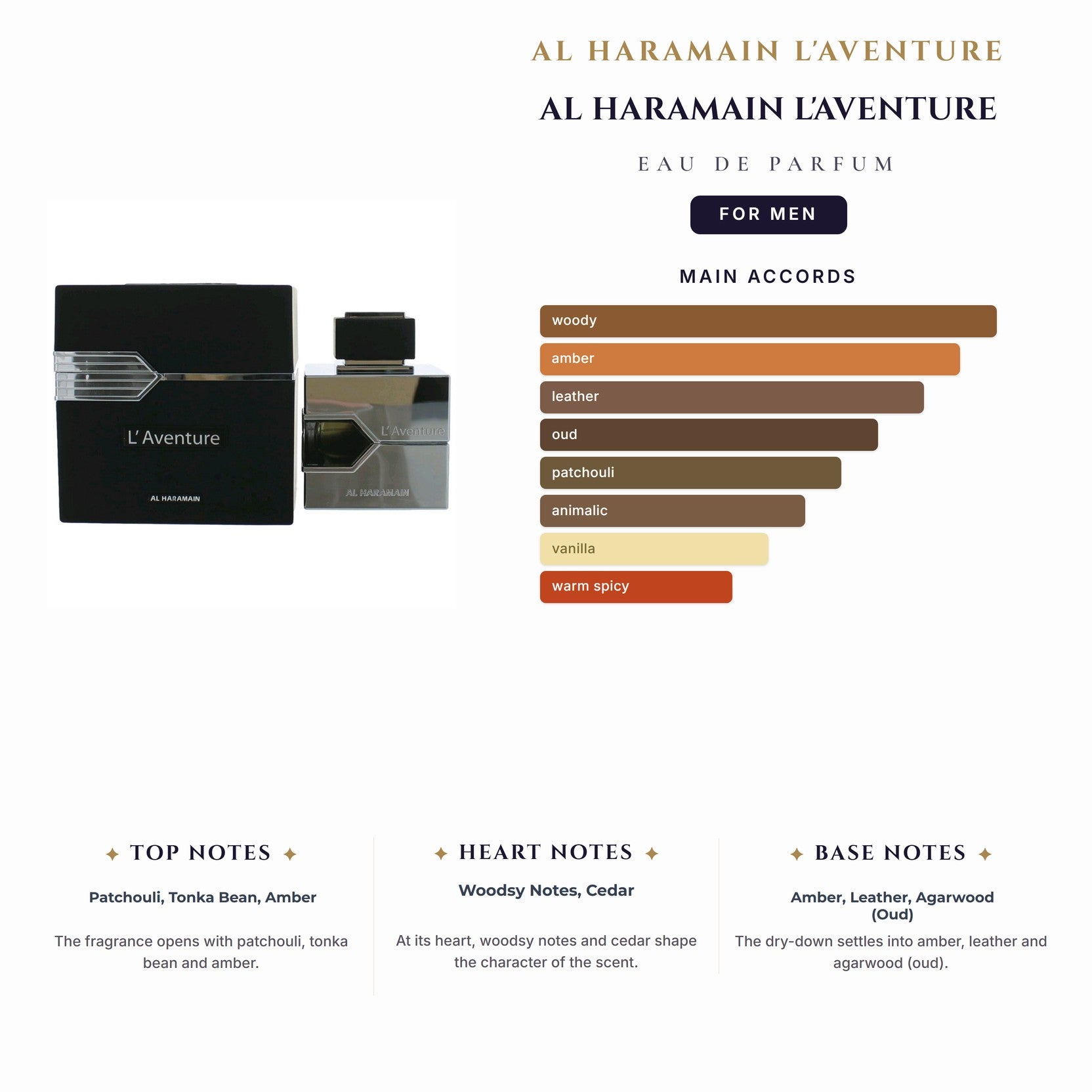 Al Haramain L'Aventure 3.4oz EDP Spray for Men