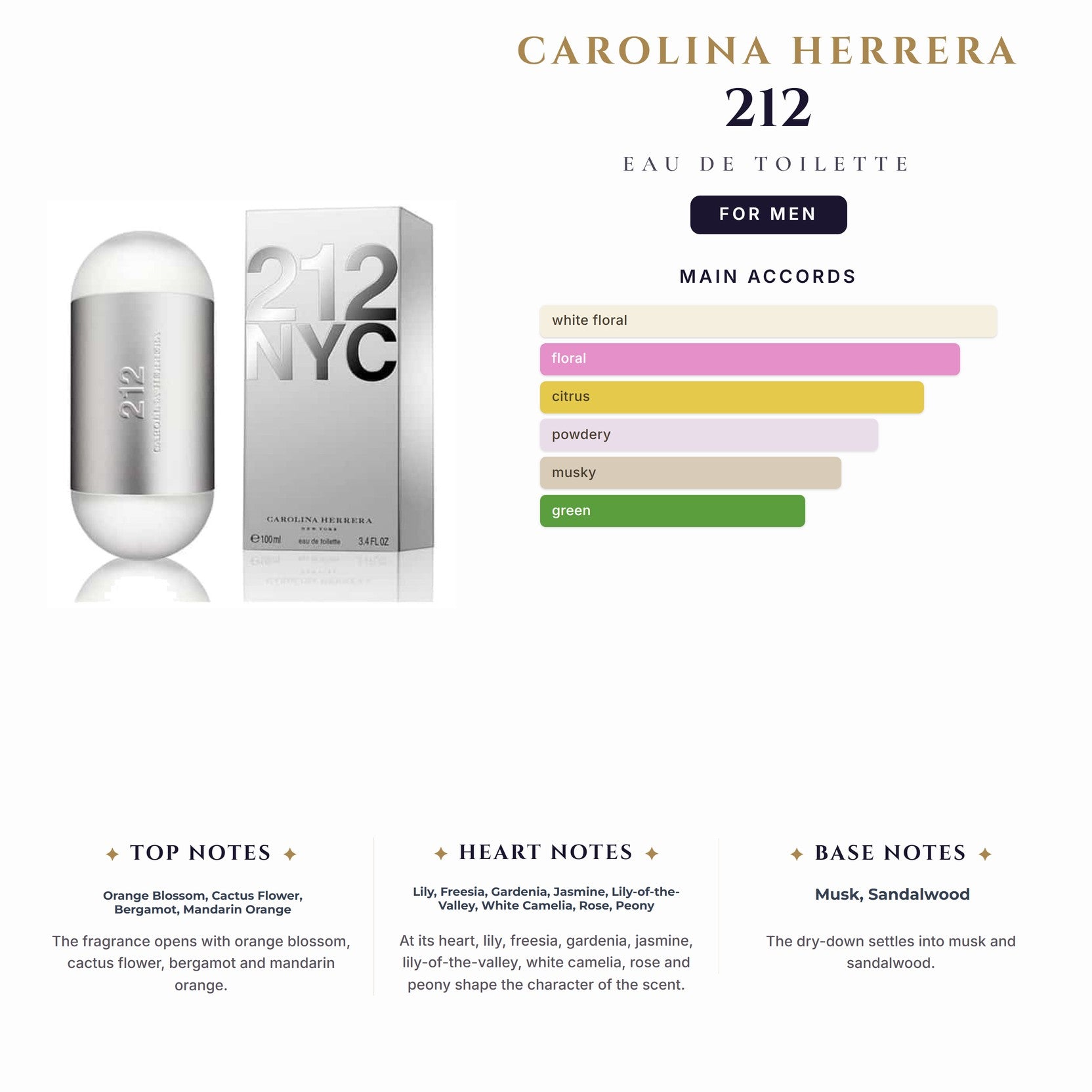 C. Herrera 212 6.7oz EDT Spray for Men