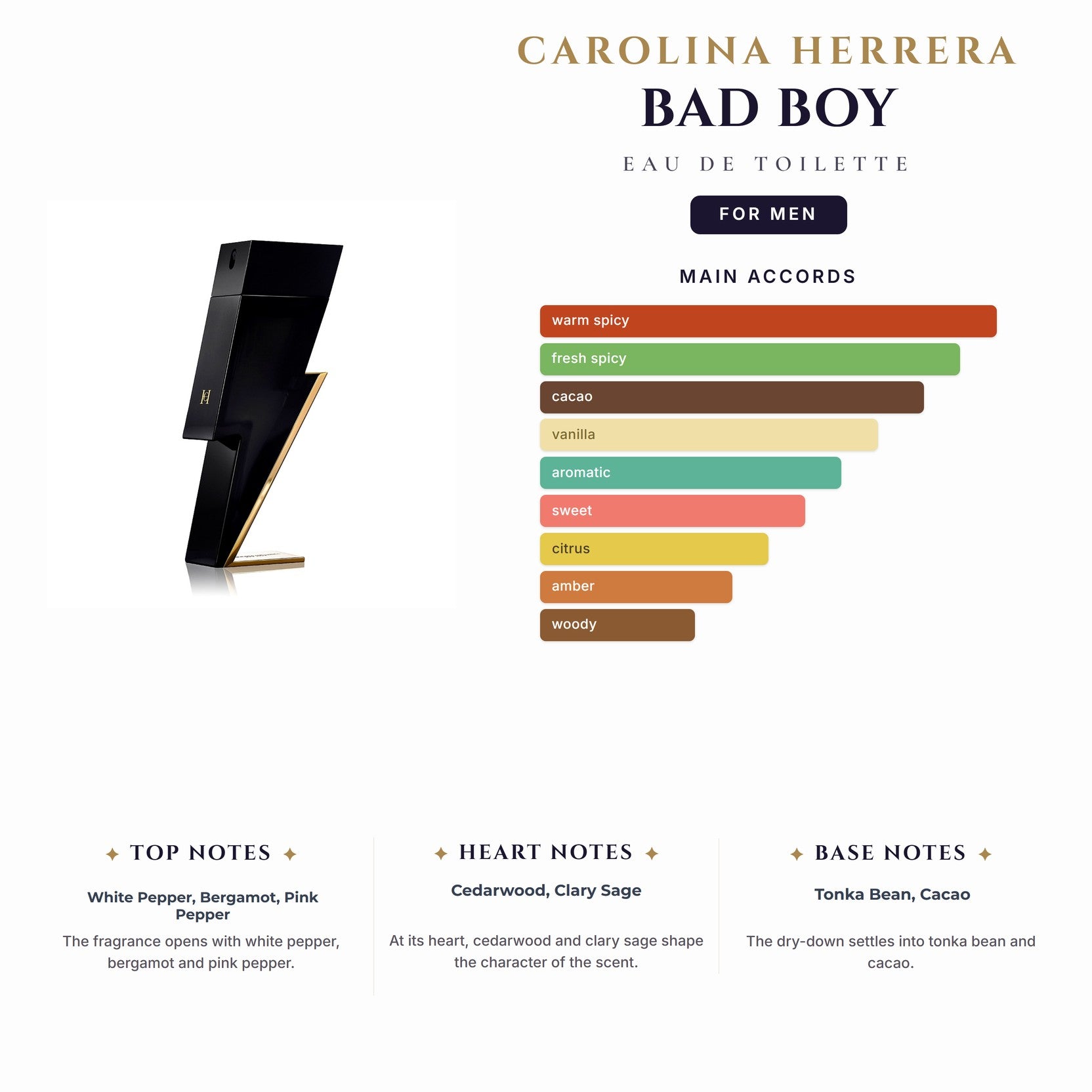 C. Herrera Bad Boy 3.4oz EDT Spray for Men