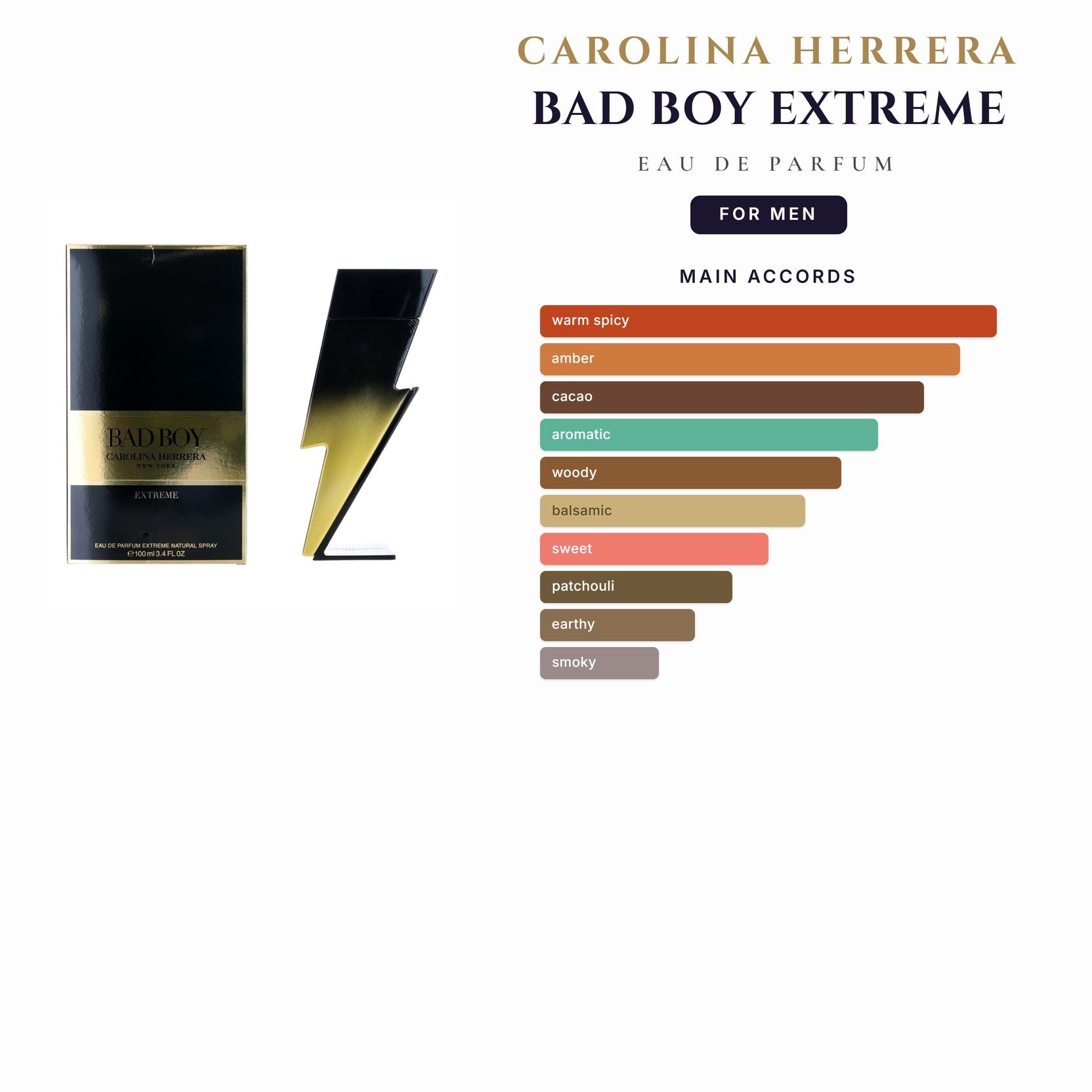 C. Herrera Bad Boy Extreme 3.4oz EDP Spray for Men