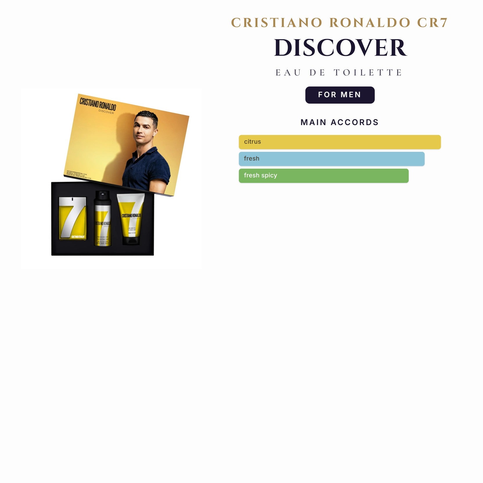 Cristiano Ronaldo Cr7 Discover 3.4oz EDT Spray for Men