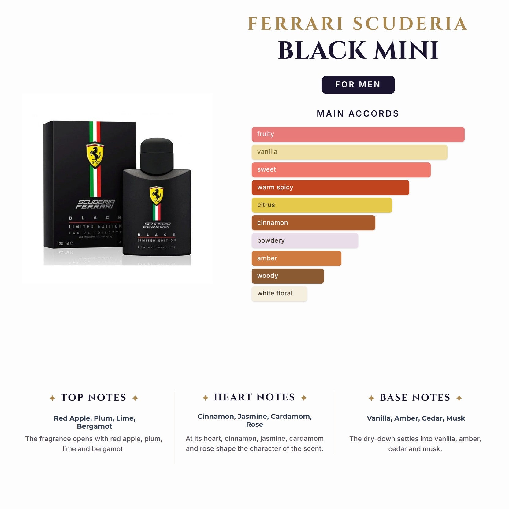 Ferrari Scuderia Black Mini 0.13oz (Must Buy Case 12) for Men