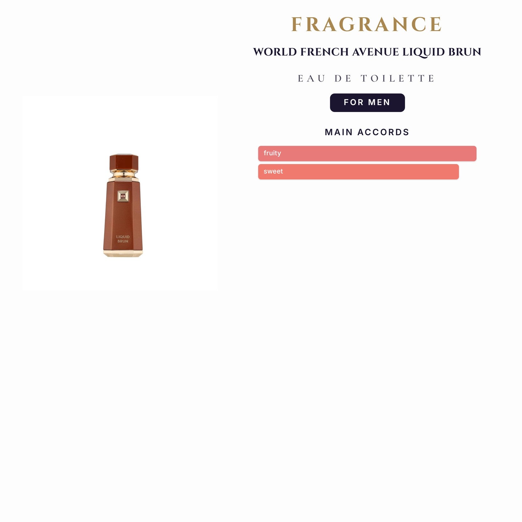 Fragrance World French Avenue Liquid Brun 3.4oz EDT Spray for Men