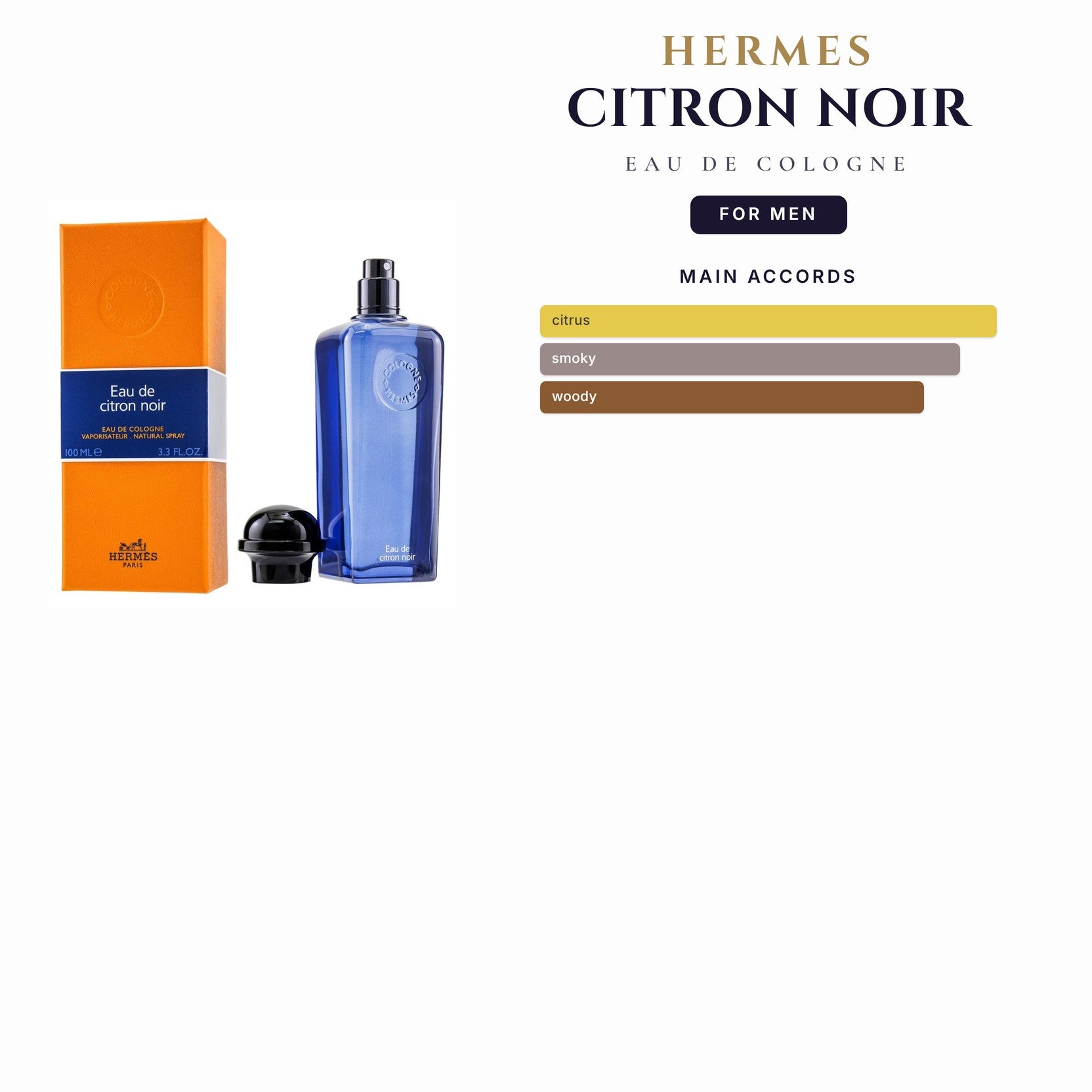 Hermes Citron Noir 3.4oz EDC Spray for Men