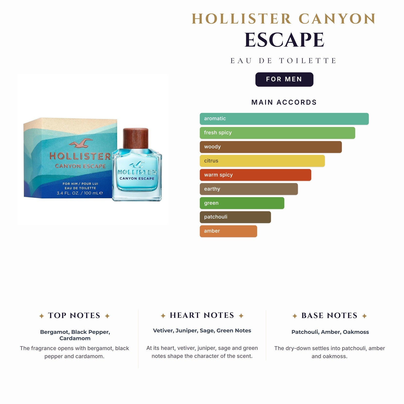 Hollister Canyon Escape 3.4oz EDT Spray for Men