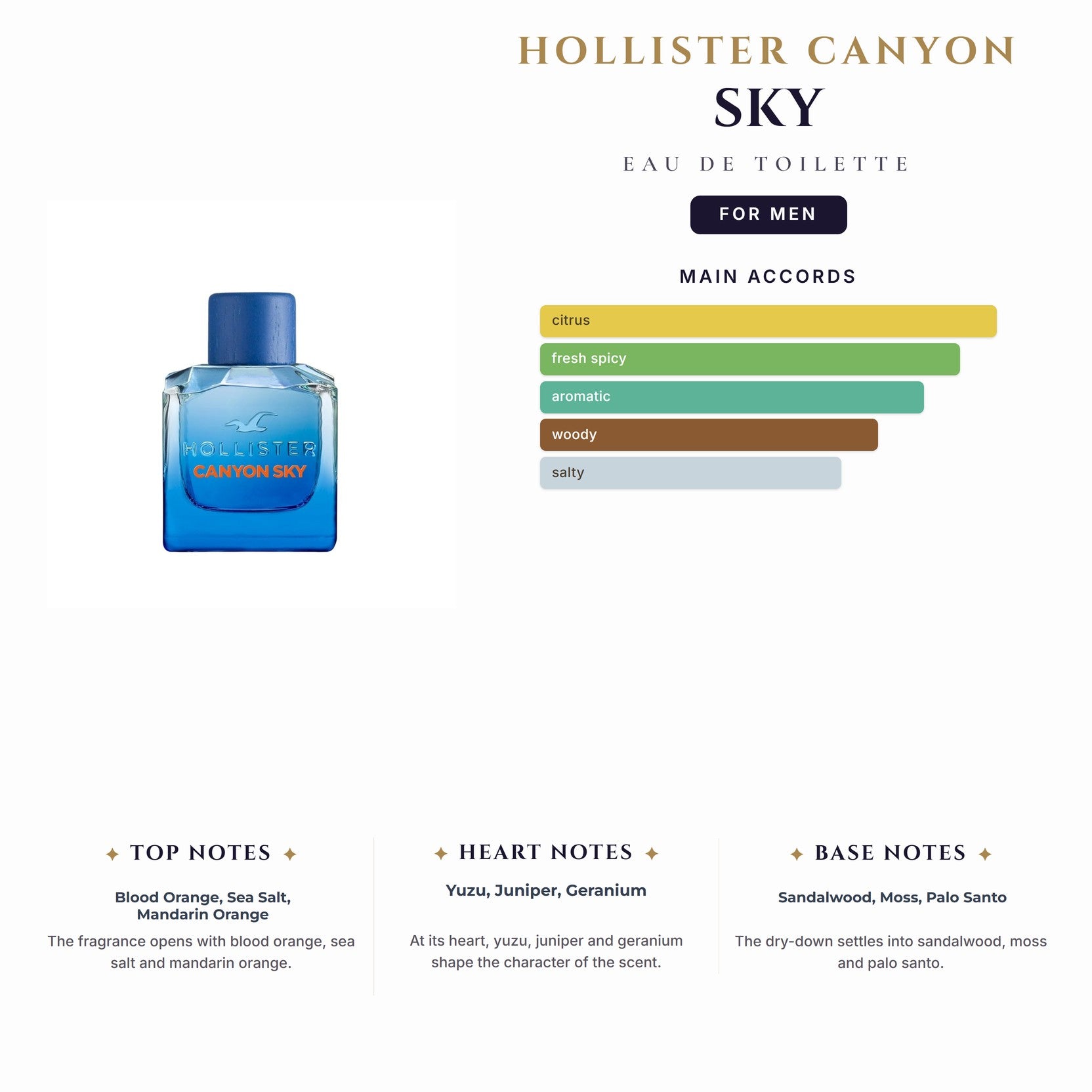Hollister Canyon Sky 3.4oz EDT Spray for Men