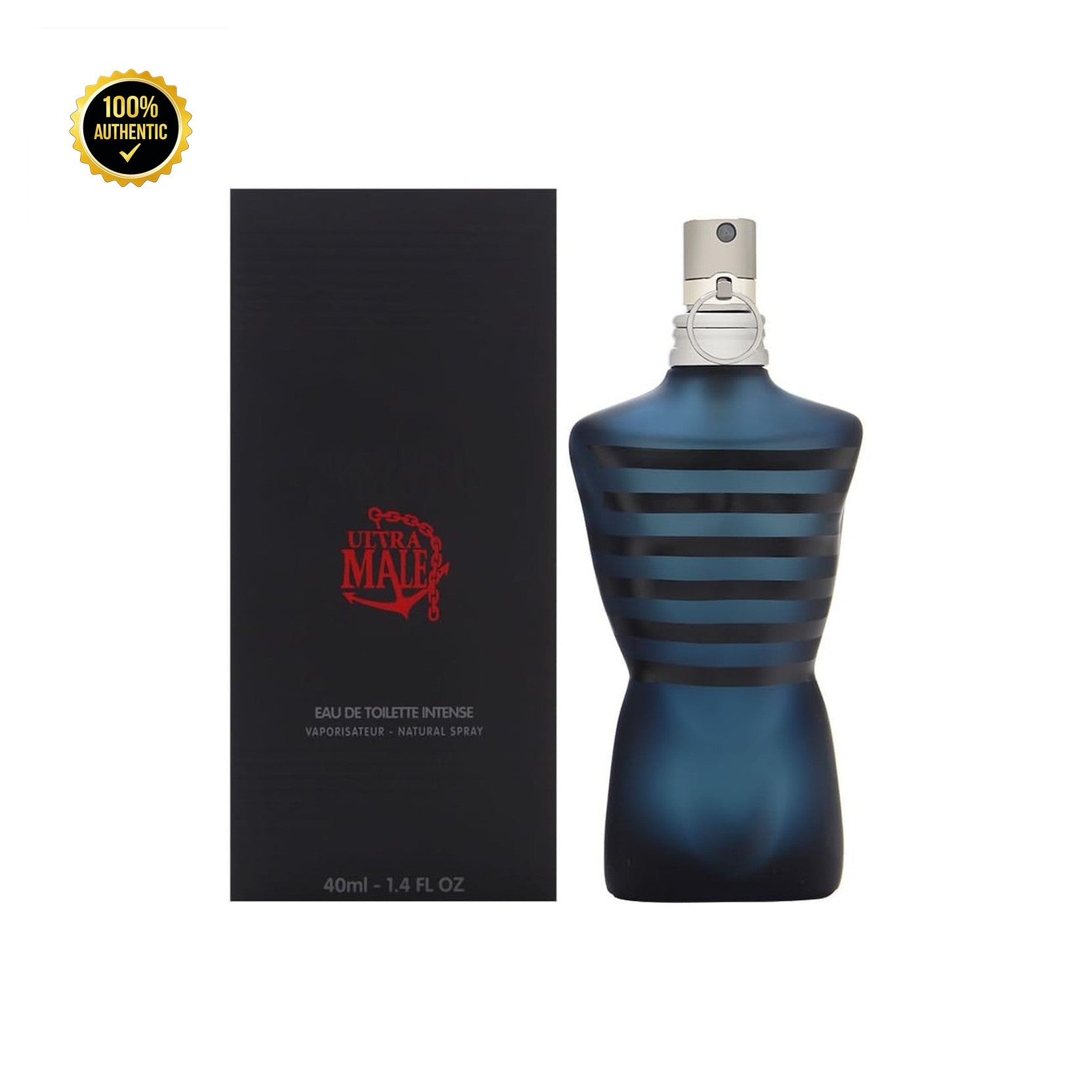 Jean Paul Gaultier Ultra Male Intense 4.2oz EDT Spray (Black & Blue Stripe Bottle) for Men