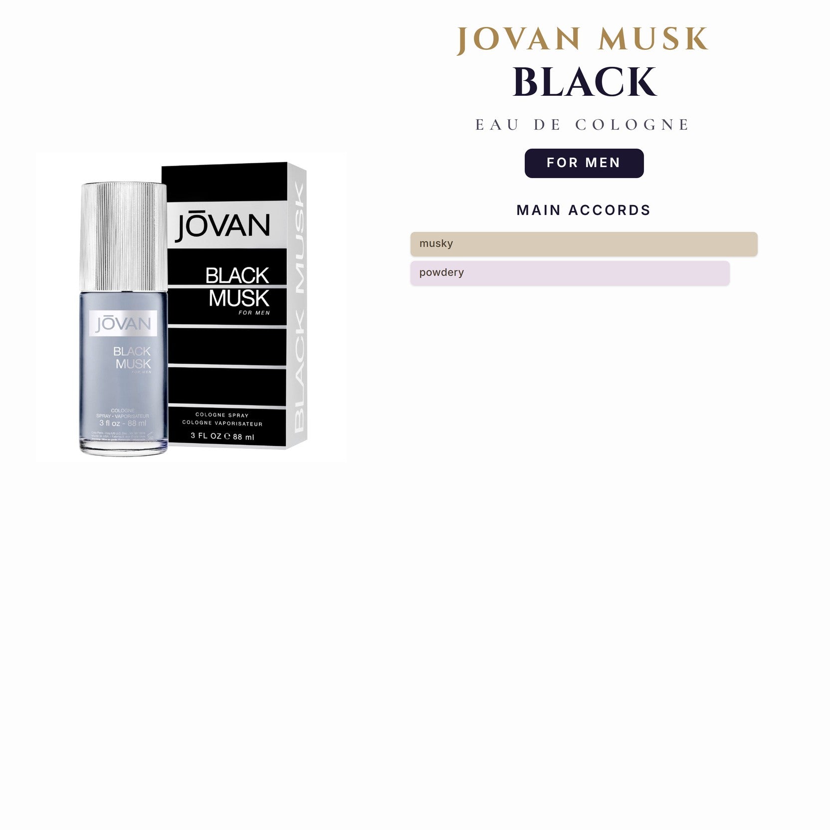 Jovan Musk Black 3oz EDC Spray for Men