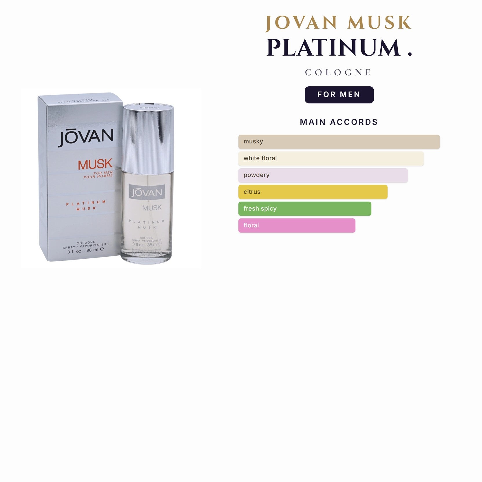 Jovan Musk Platinum 3.0oz Col. Spy for Men
