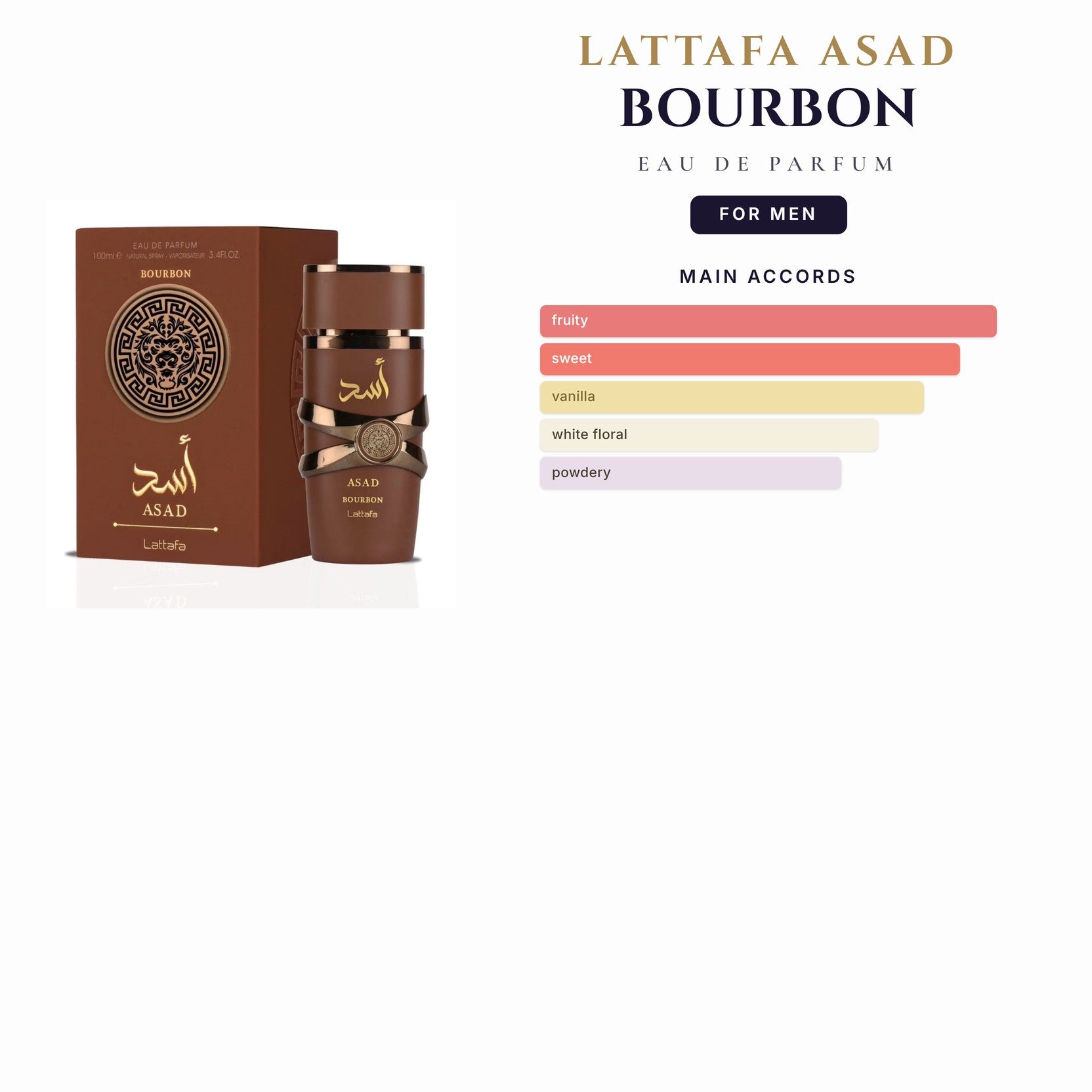 Lattafa Asad Bourbon 3.4oz EDP Spray for Men