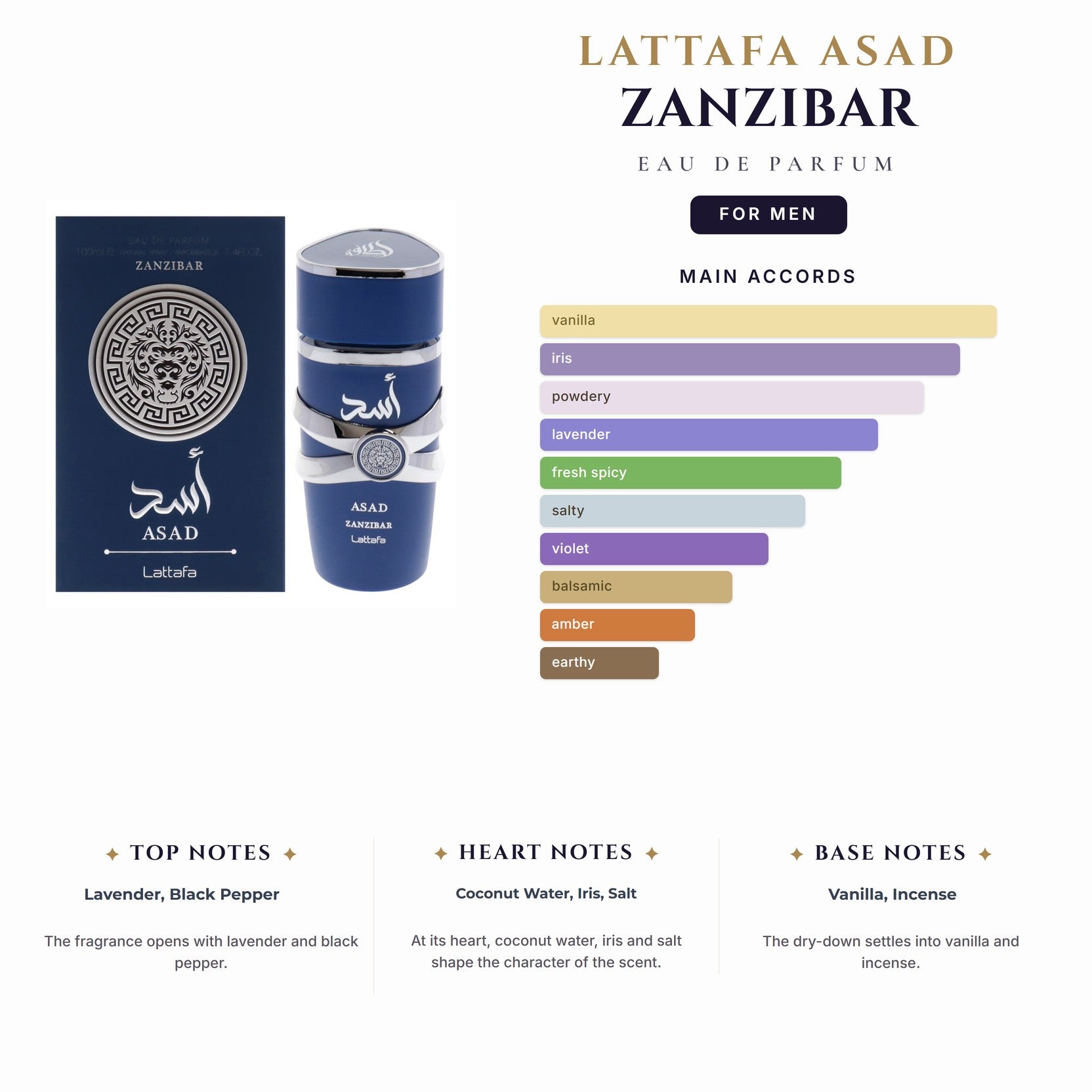 Lattafa Asad Zanzibar 3.4oz EDP Spray for Men