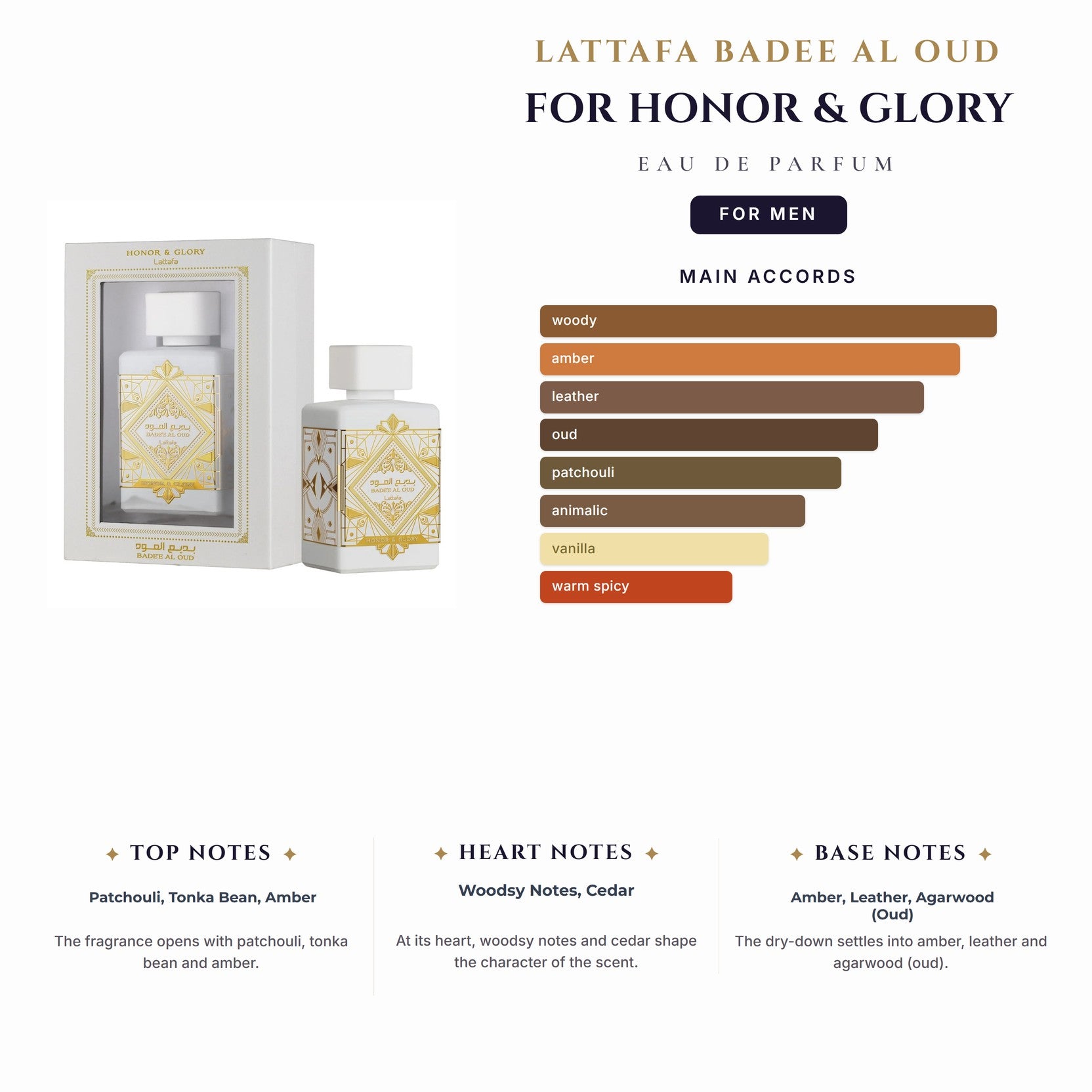 Lattafa Badee Al Oud For Honor & Glory 3.4oz EDPt Spray (Like Initio ) for Men