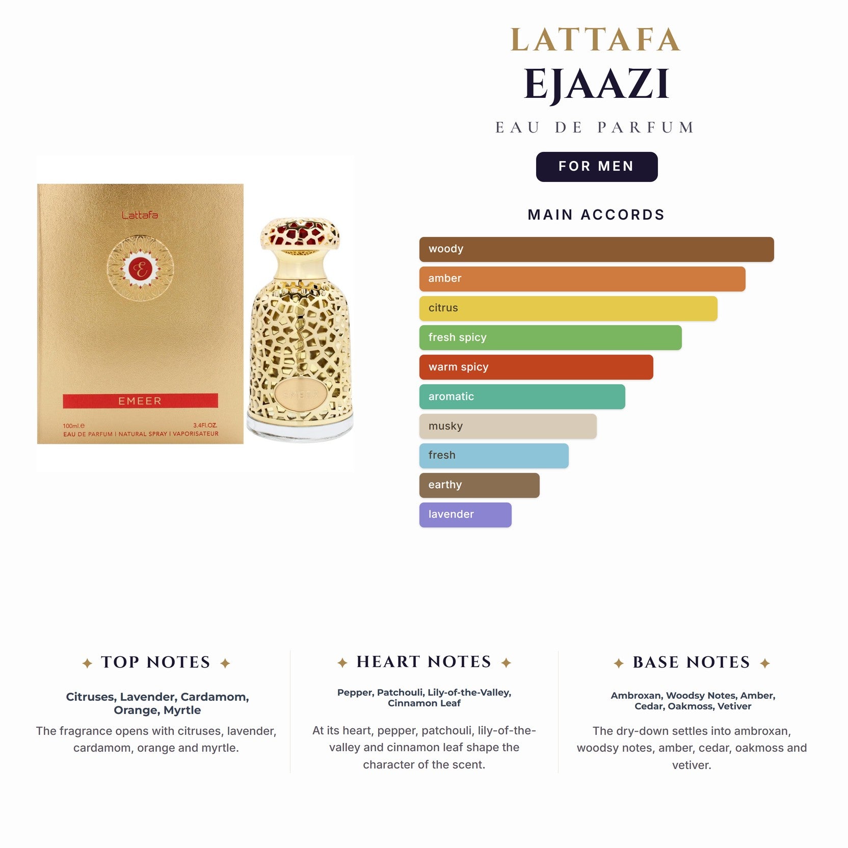 Lattafa Ejaazi 3.4oz EDP Spray for Men