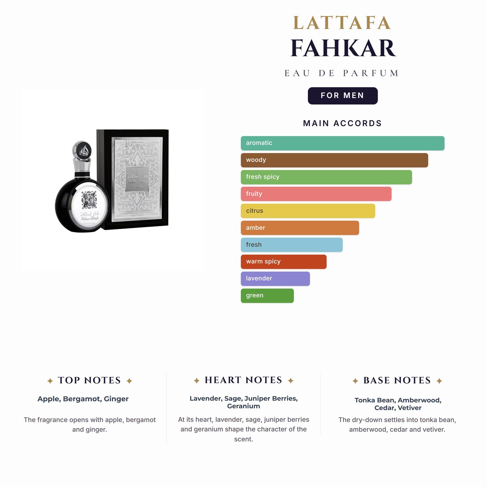 Lattafa Fahkar 3.4oz EDP Spray for Men