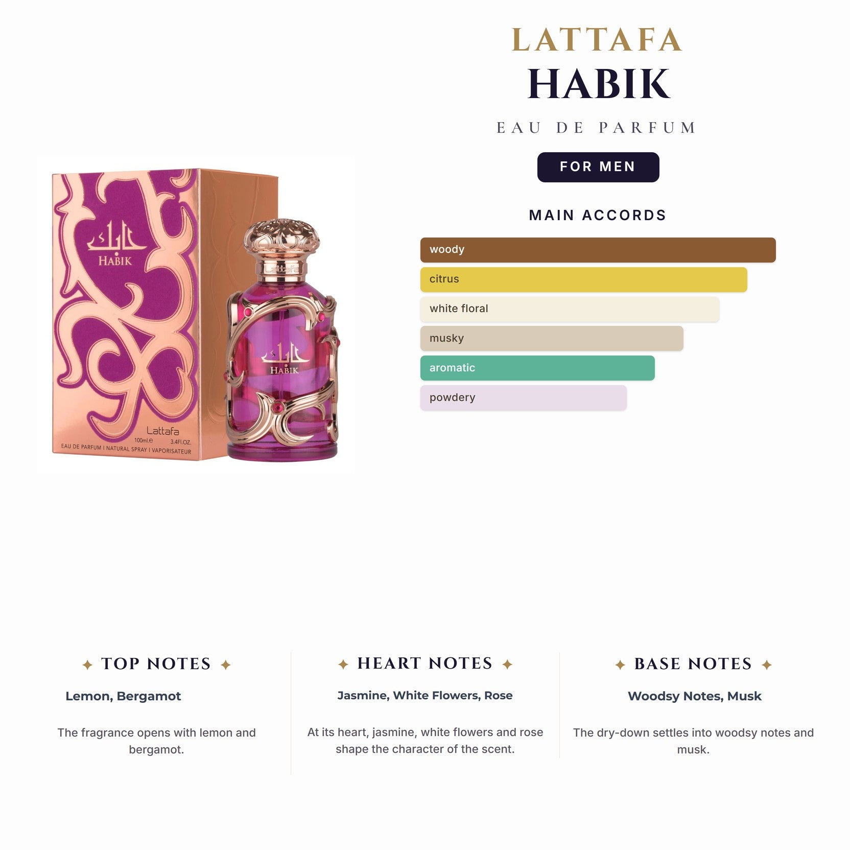 Lattafa Habik 3.4oz EDP Spray for Men