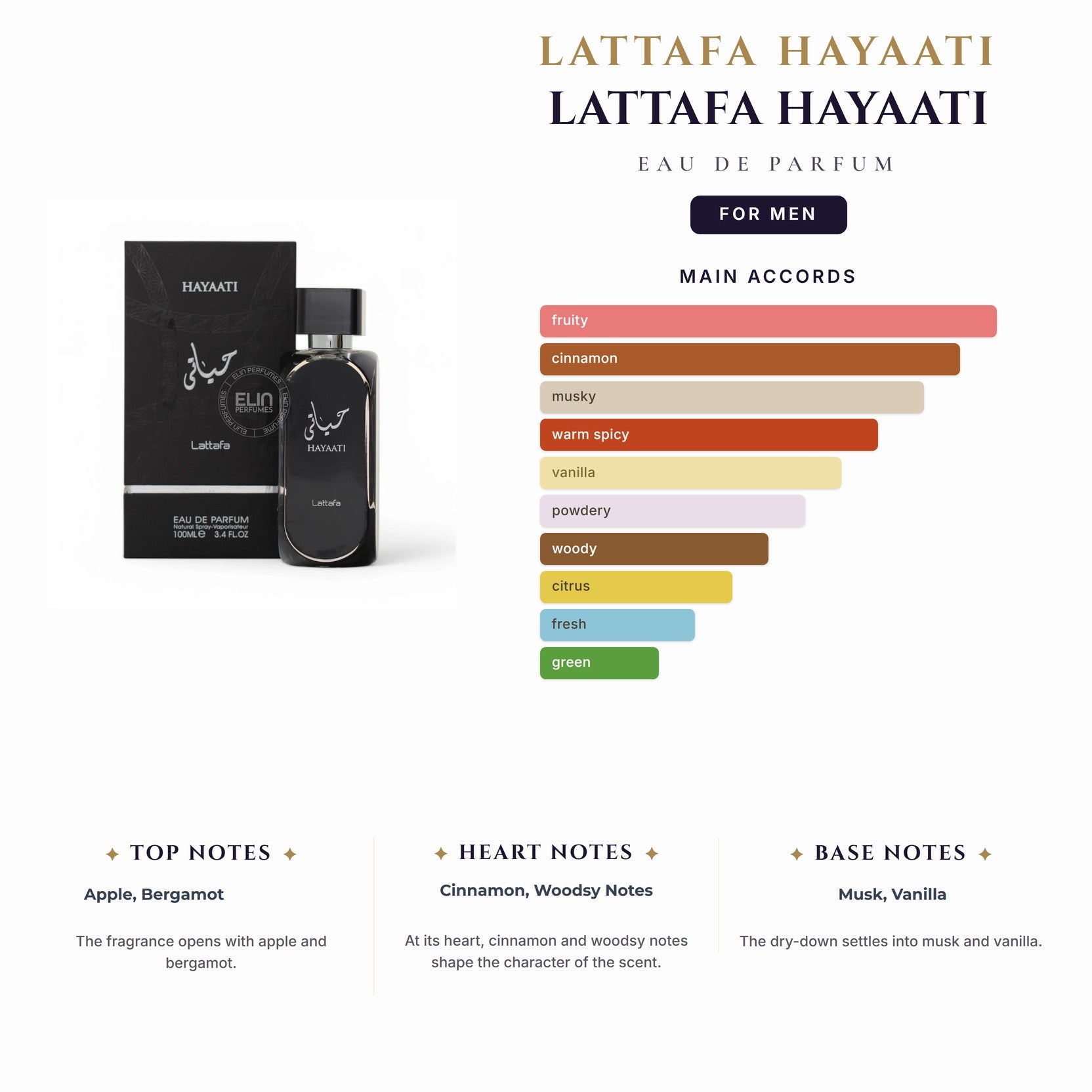 Lattafa Hayaati 3.4oz EDP Spray for Men