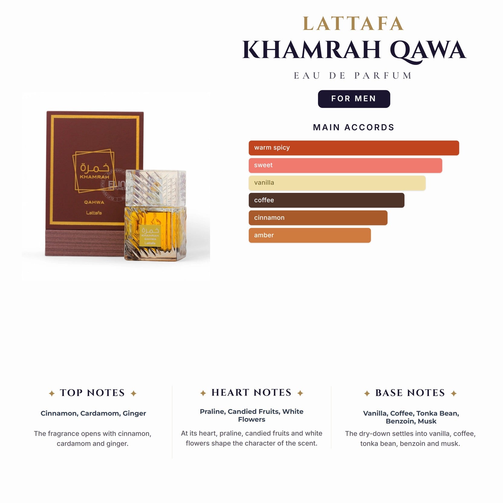 Lattafa Khamrah Qawa 3.4oz EDP Spray for Men