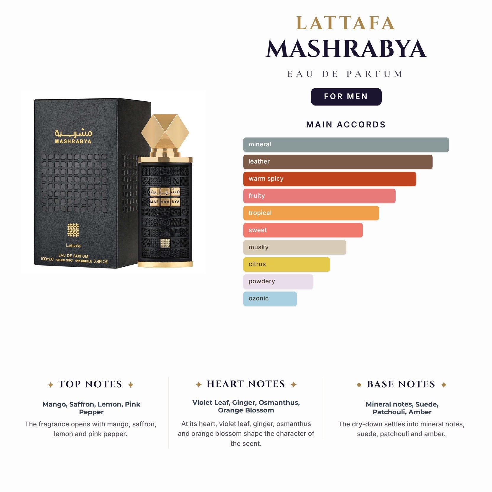 Lattafa Mashrabya 3.4oz EDP Spray for Men