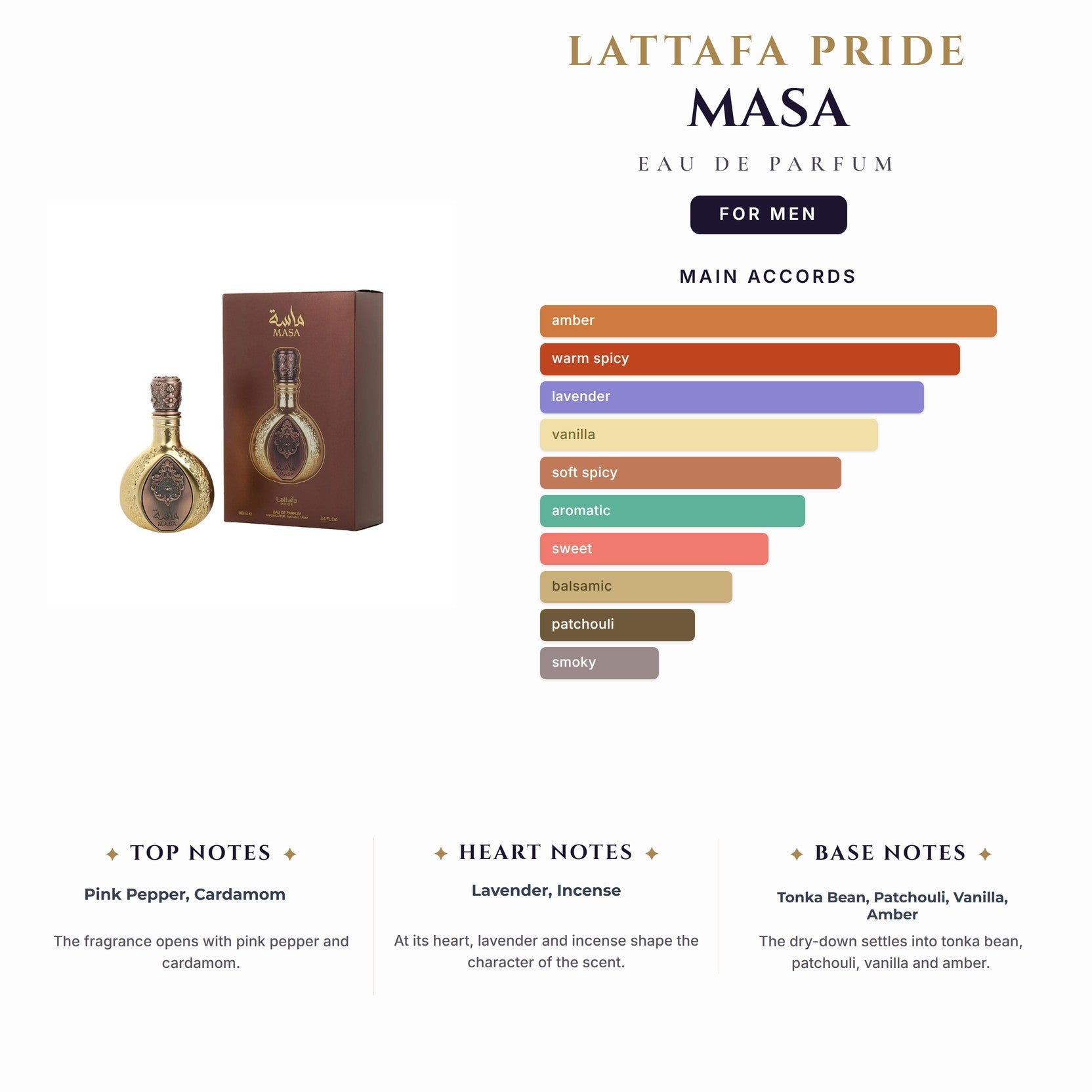 Lattafa Pride Masa 3.4oz EDP Spray for Men