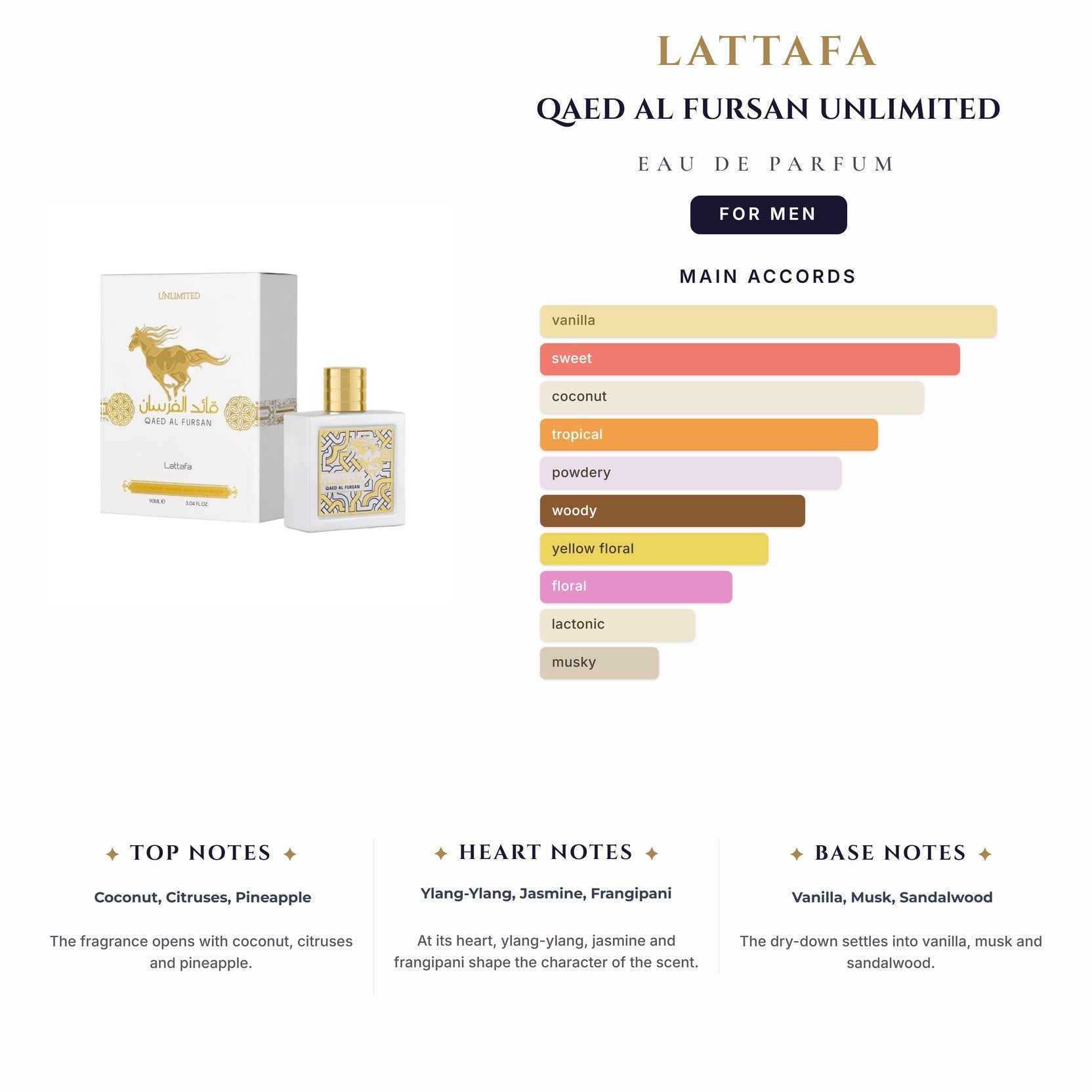 Lattafa Qaed Al Fursan Unlimited 3.4oz EDP Spray for Men