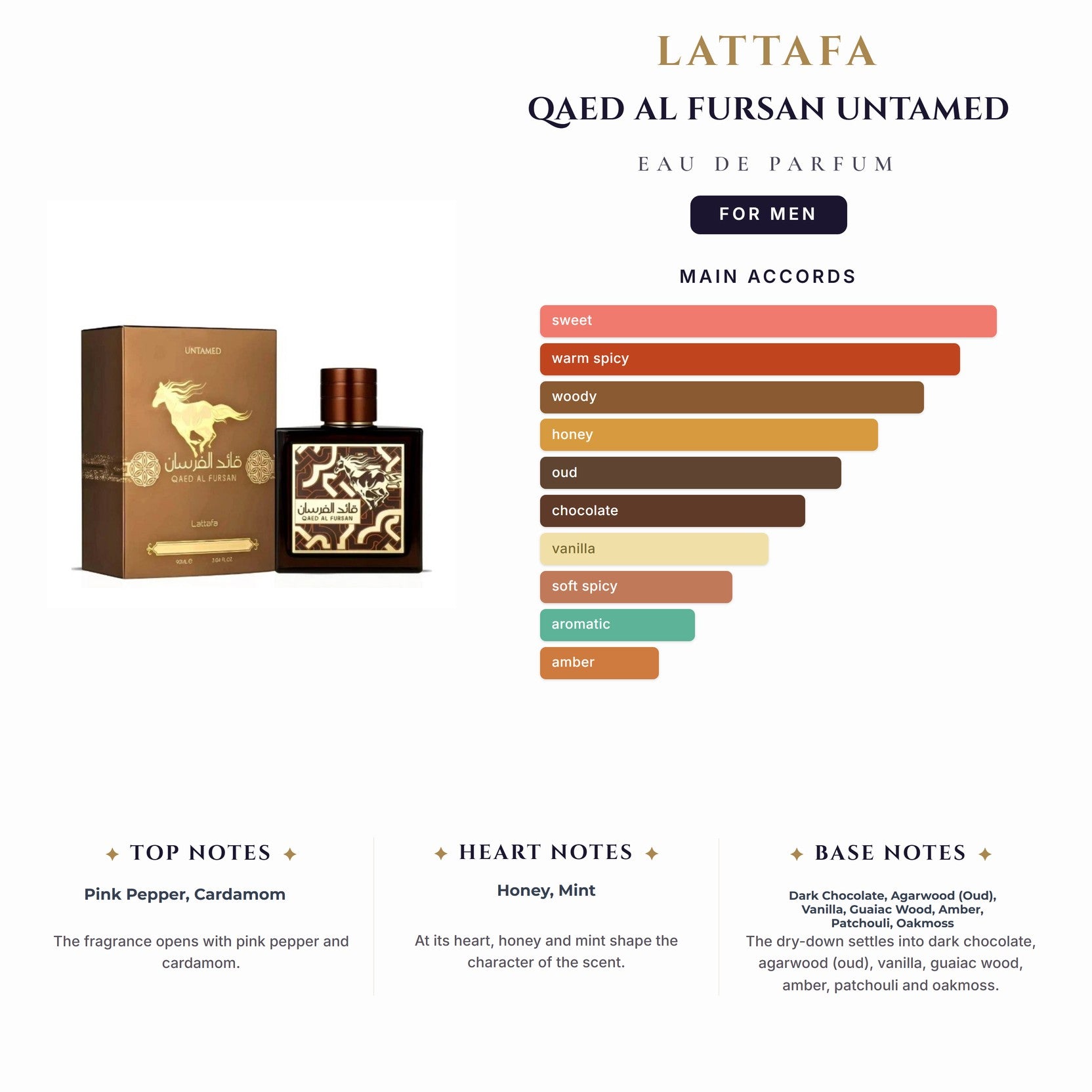 Lattafa Qaed Al Fursan Untamed 3.4oz EDP Spray for Men