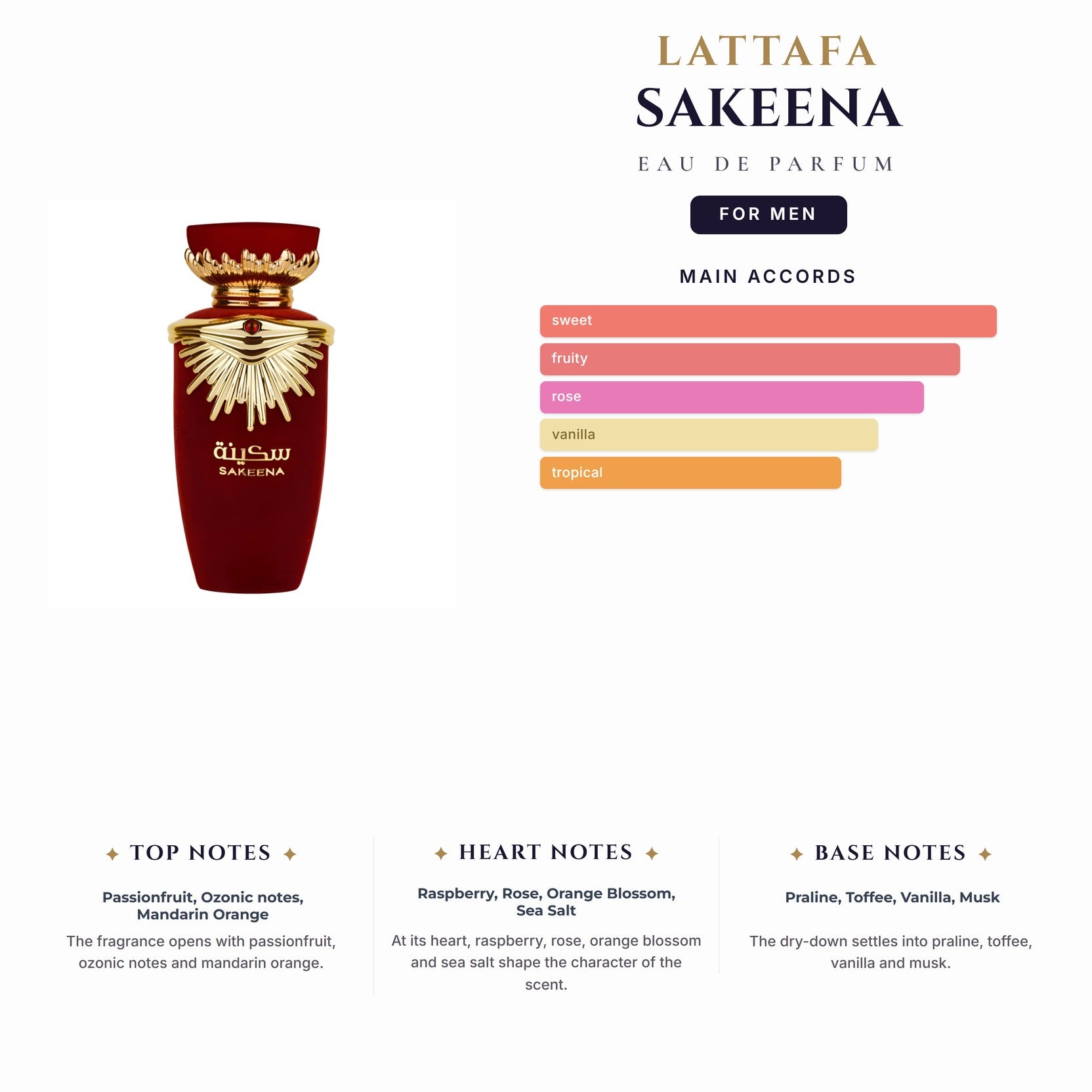 Lattafa Sakeena 3.4oz EDP Spray for Men