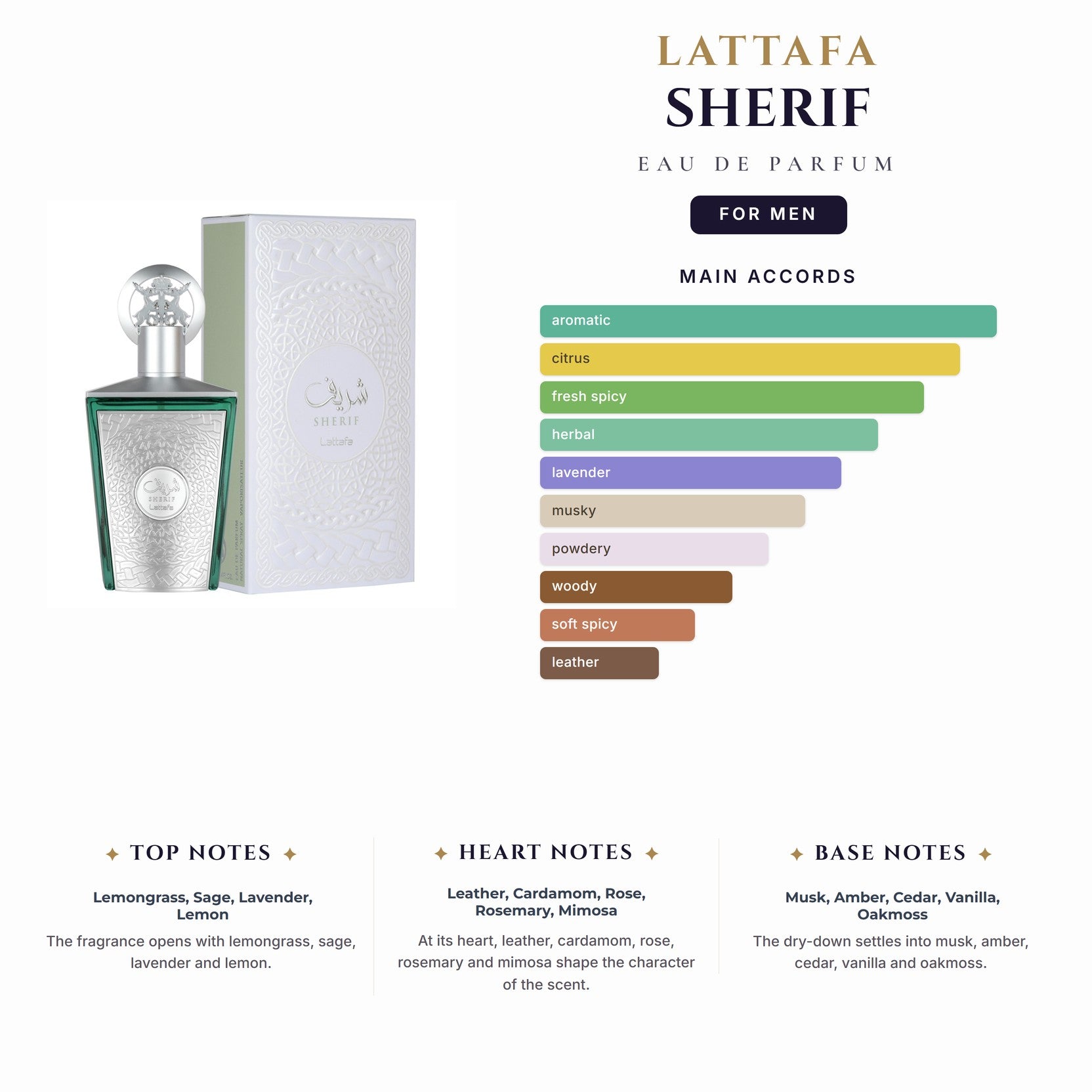 Lattafa Sherif 3.4oz EDP Spray for Men