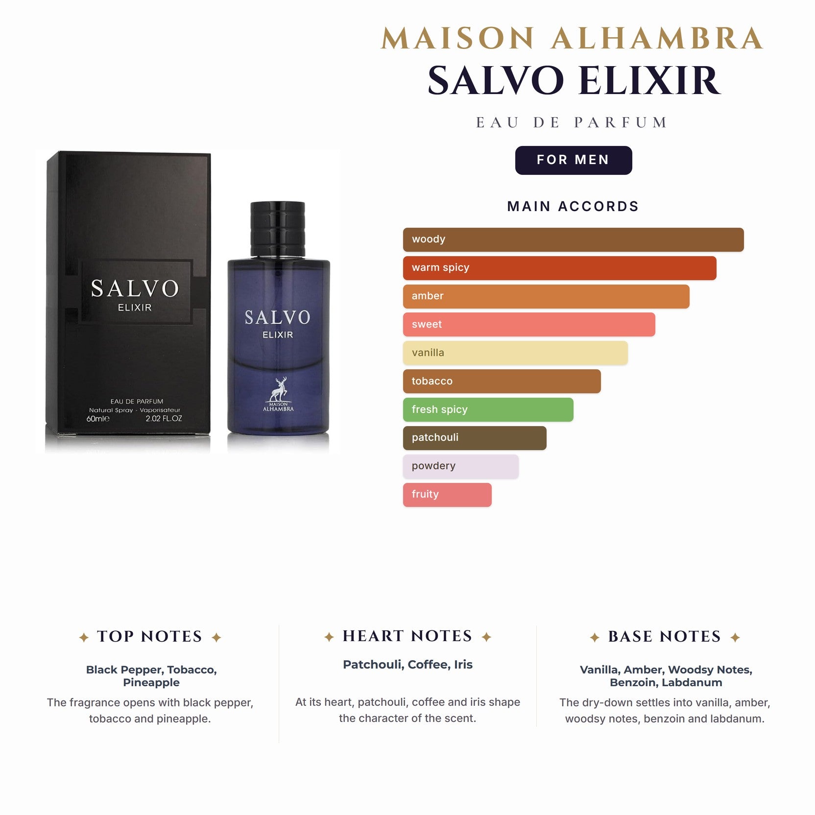 Maison Alhambra Salvo Elixir 2.0oz EDP Spray for Men
