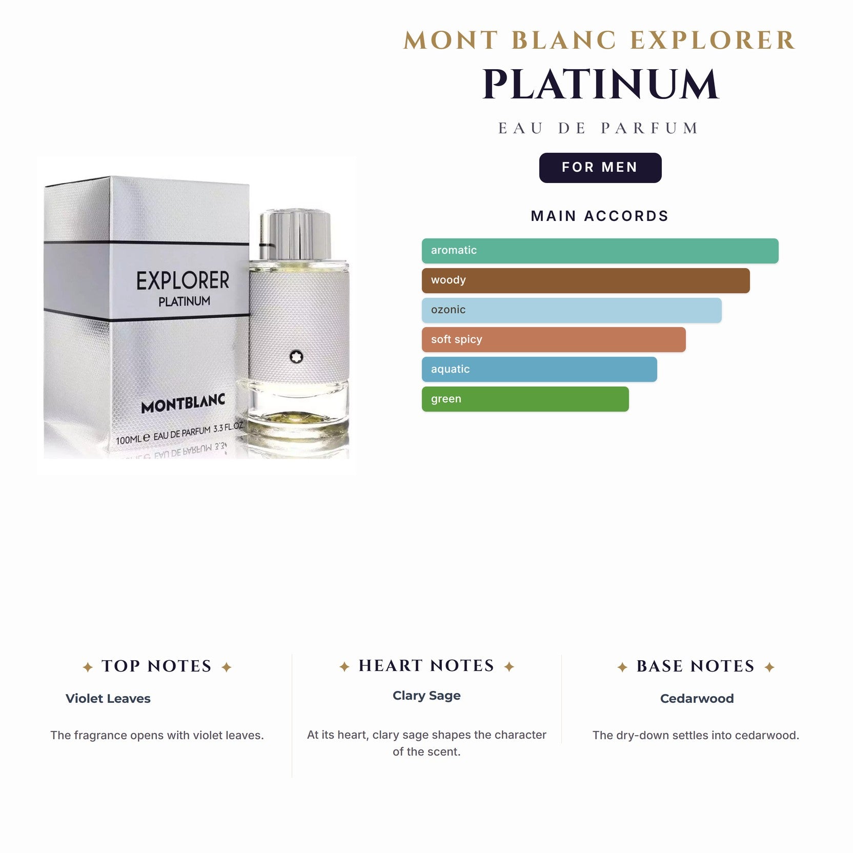 Mont Blanc Explorer Platinum 3.4oz EDP Spray for Men