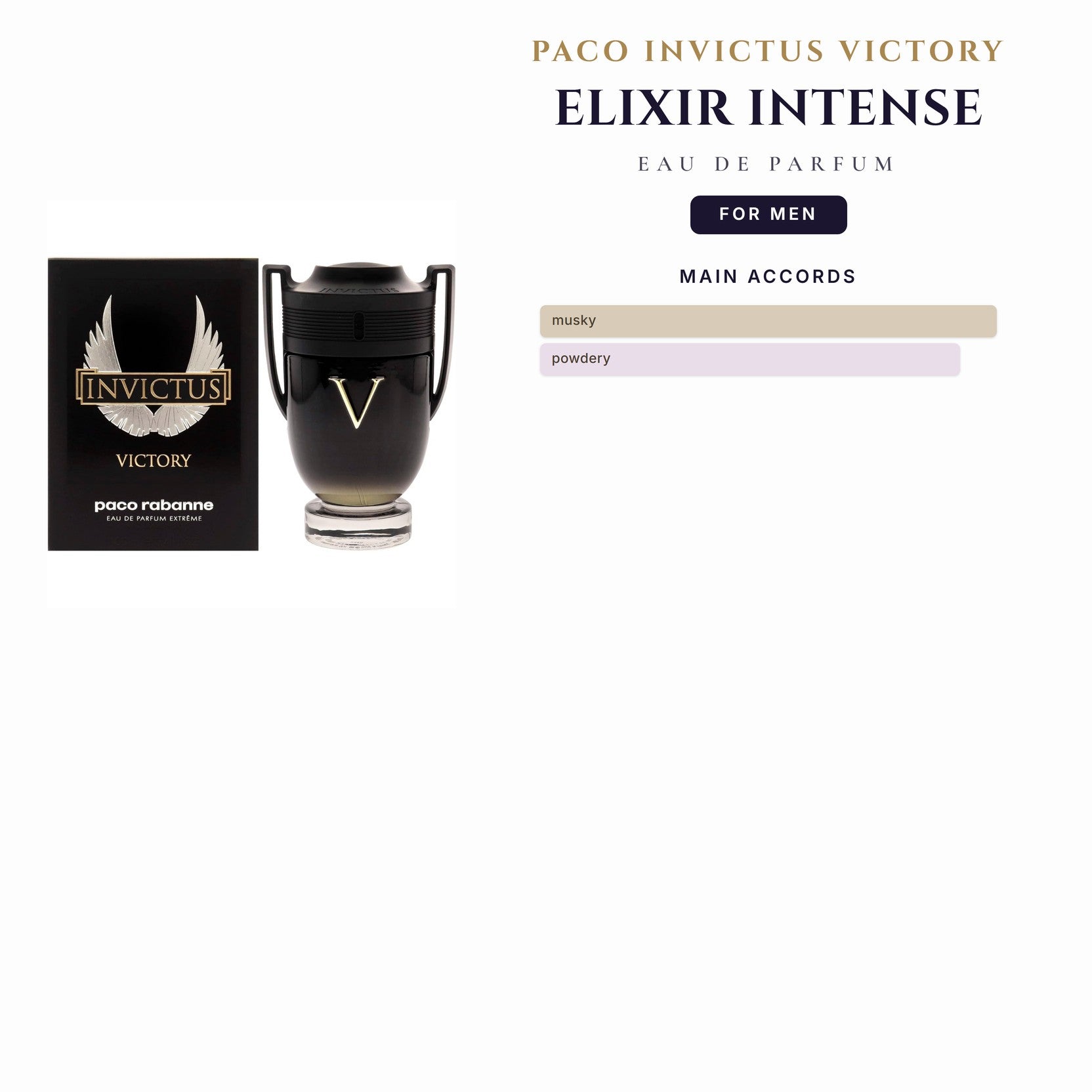 Paco Invictus Victory Elixir Intense 3.4oz EDP Spray for Men