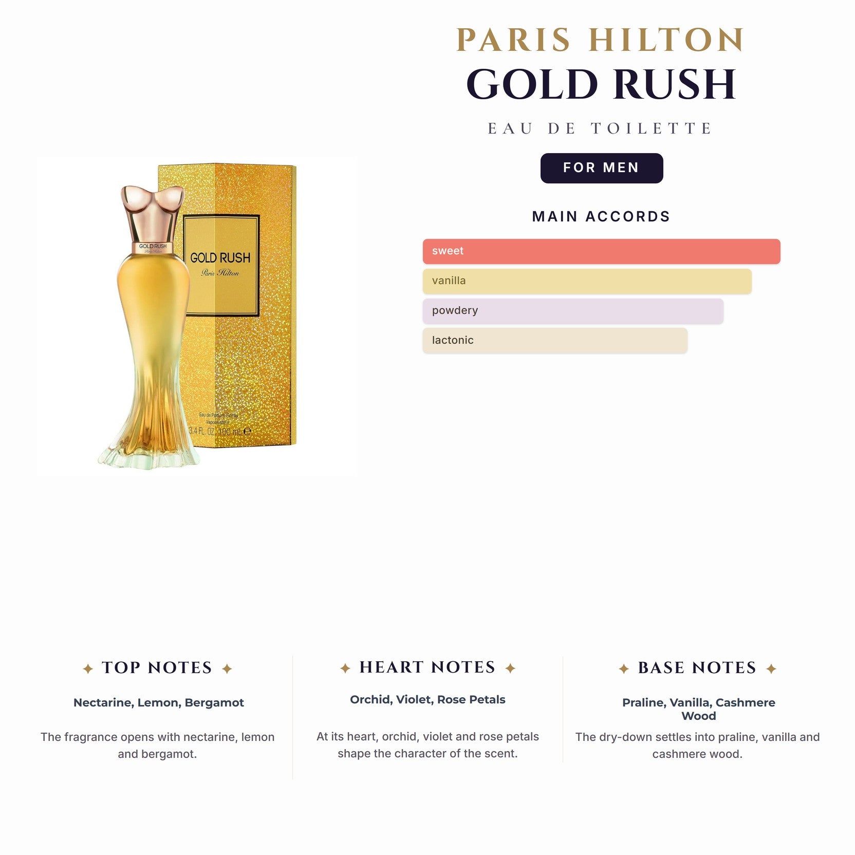 Paris Hilton Gold Rush 3.4oz EDT Spray for Men