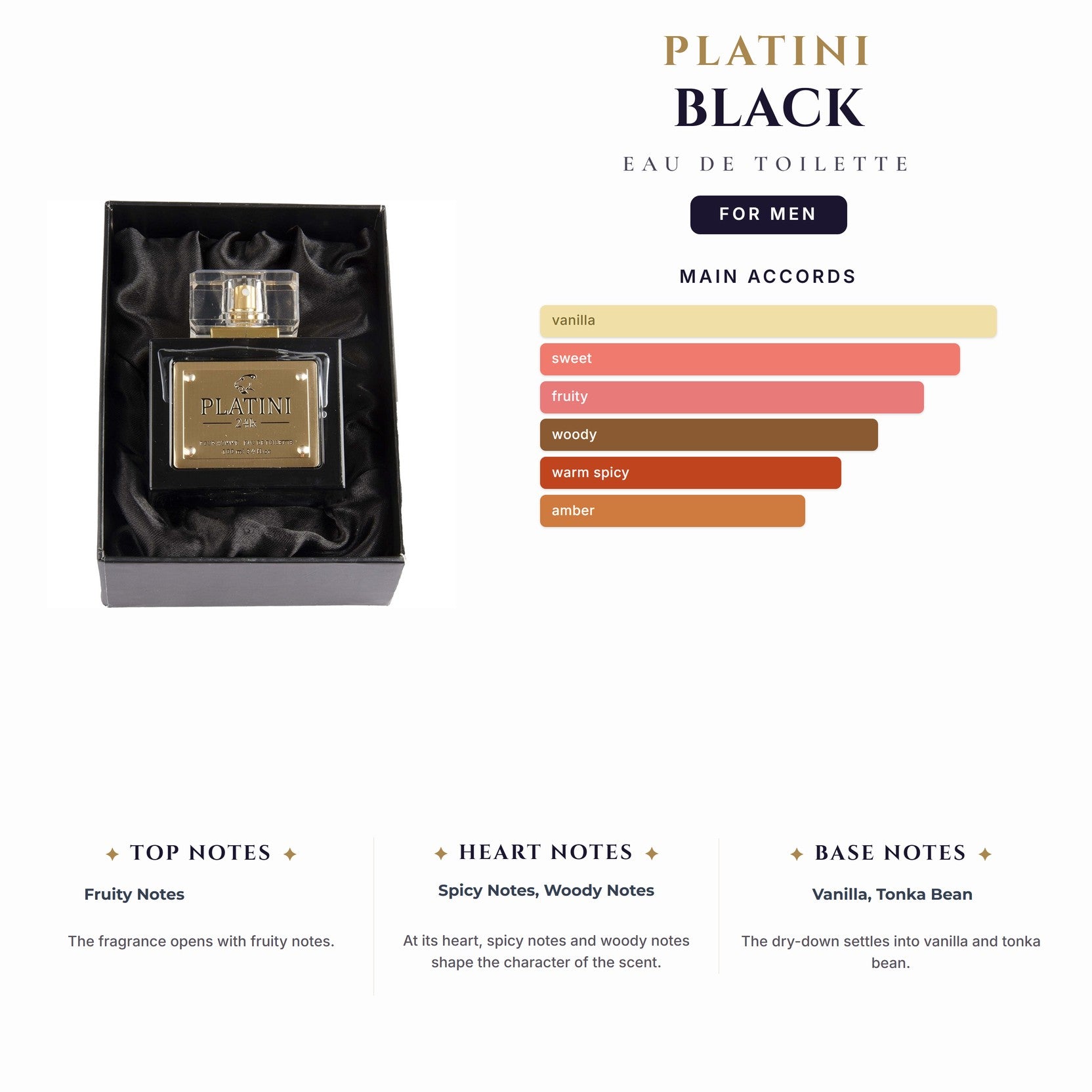 Platini Black 3.4oz EDT Spray for Men
