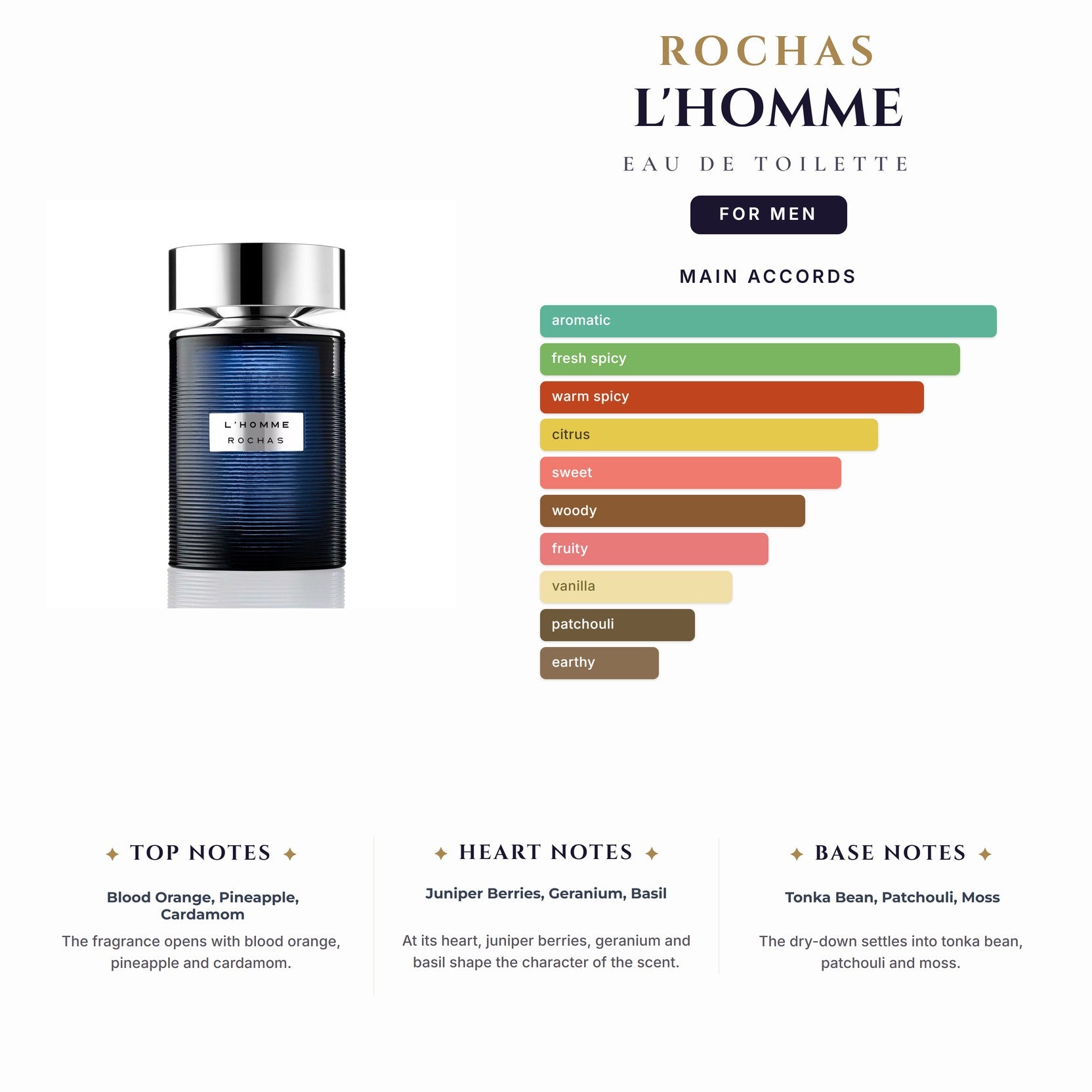 Rochas L'Homme 3.4 oz EDT Spray for Men