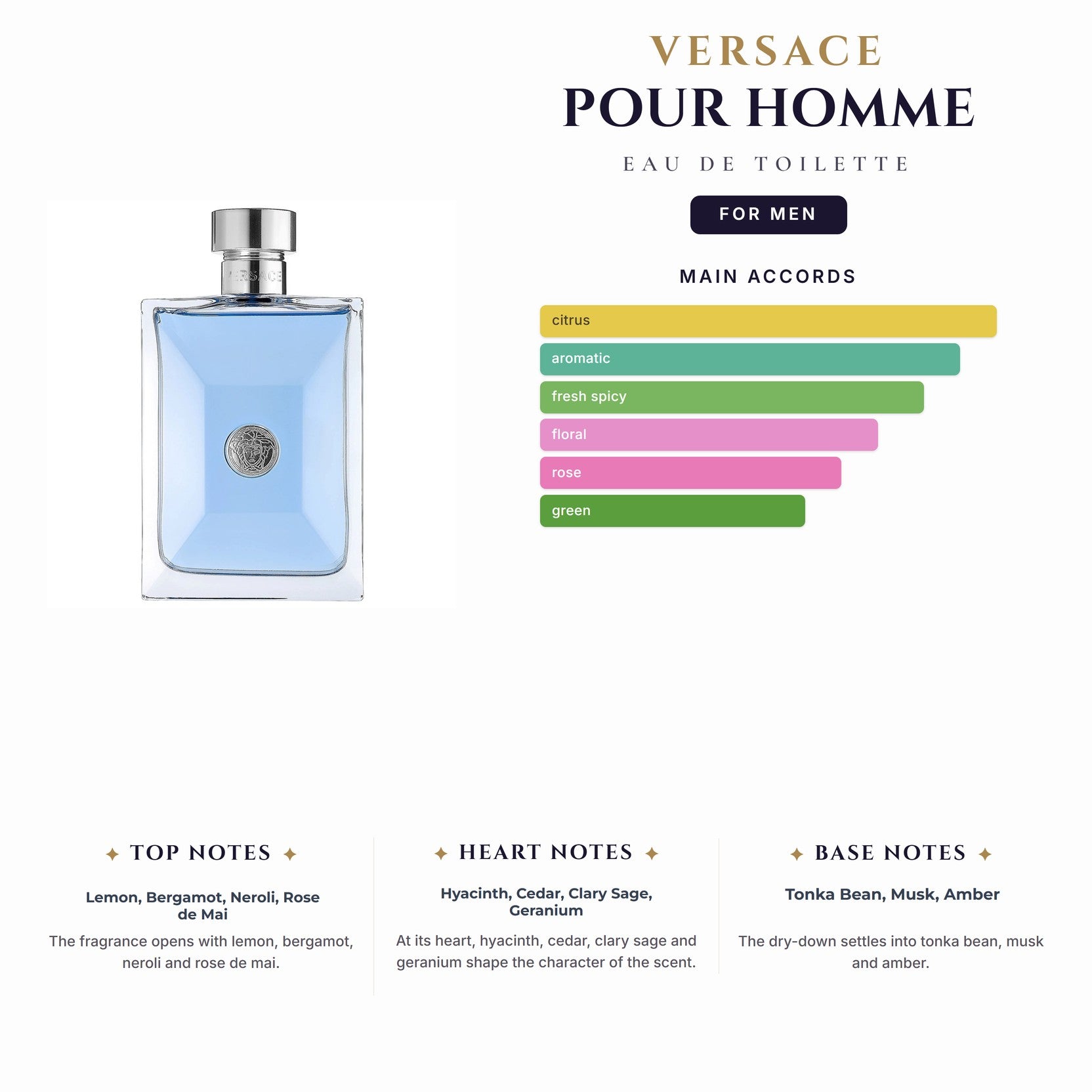 Versace Pour Homme 3.4oz EDT Spray for Men