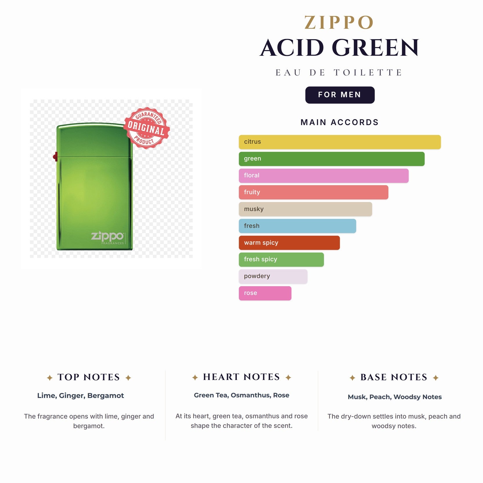Zippo Acid Green 3.0oz EDT Spray for Men