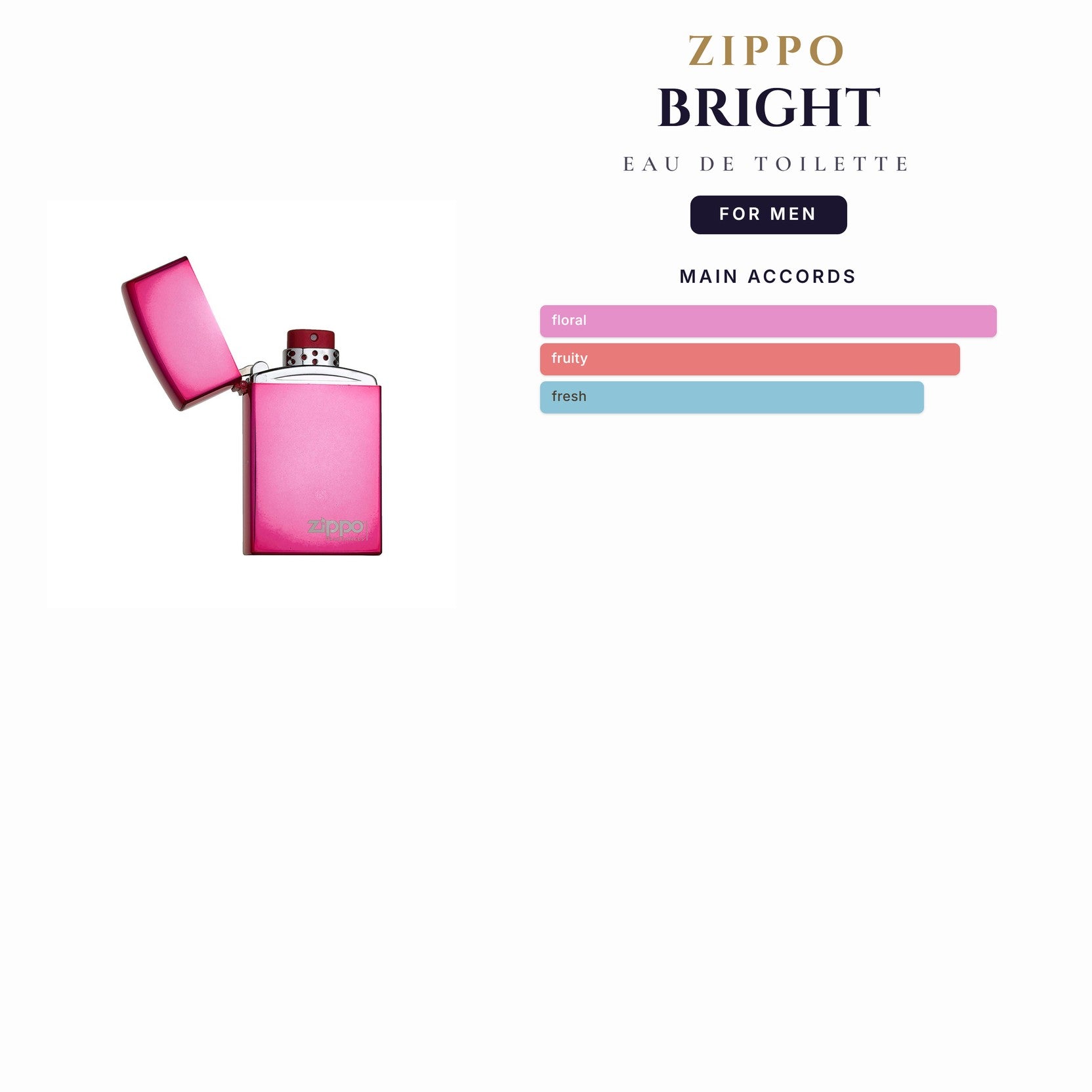 Zippo Bright 3.0oz EDT Spray for Men