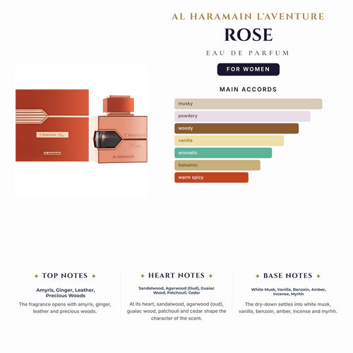 Al Haramain L'Aventure Rose 3.4oz EDP Spray for Women