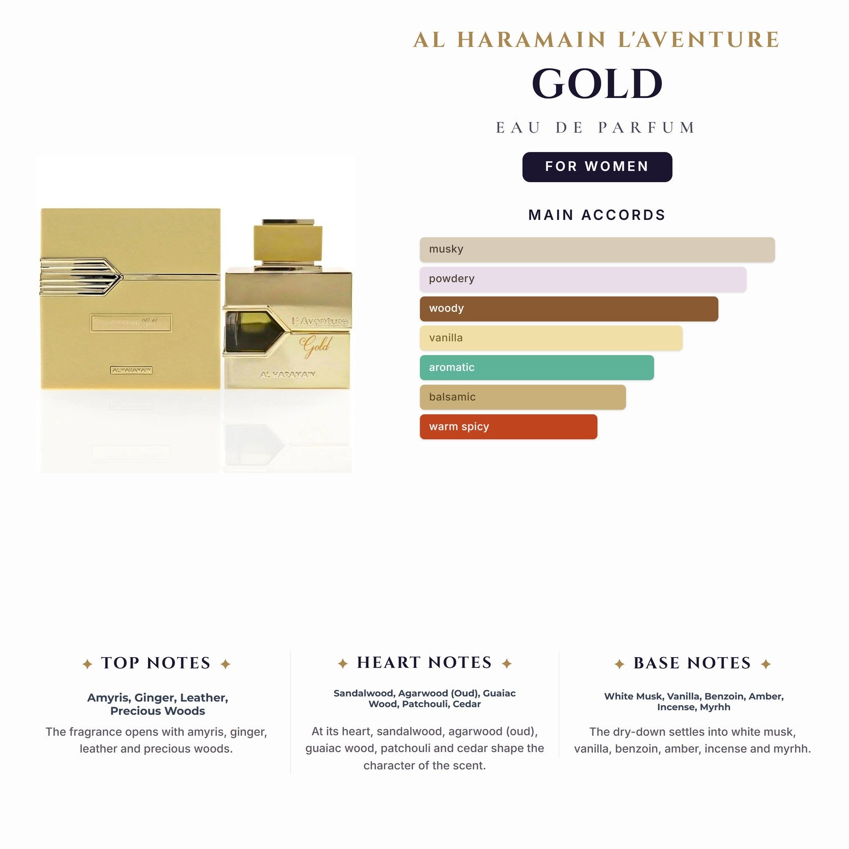 Al Haramain L'Aventure Gold 3.4oz EDP Spray for Women