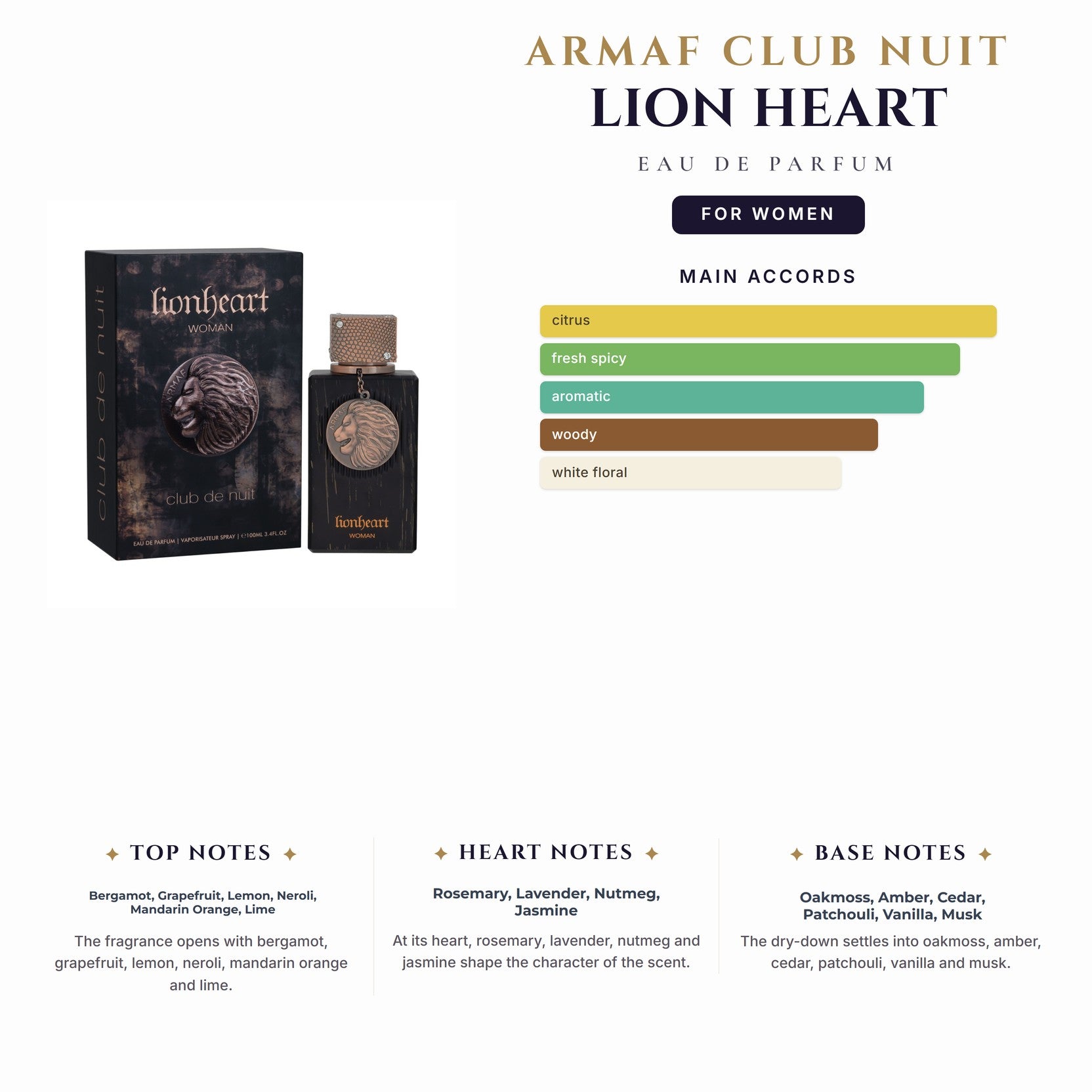 Armaf Club Nuit Lion Heart 3.4oz EDP Spray for Women