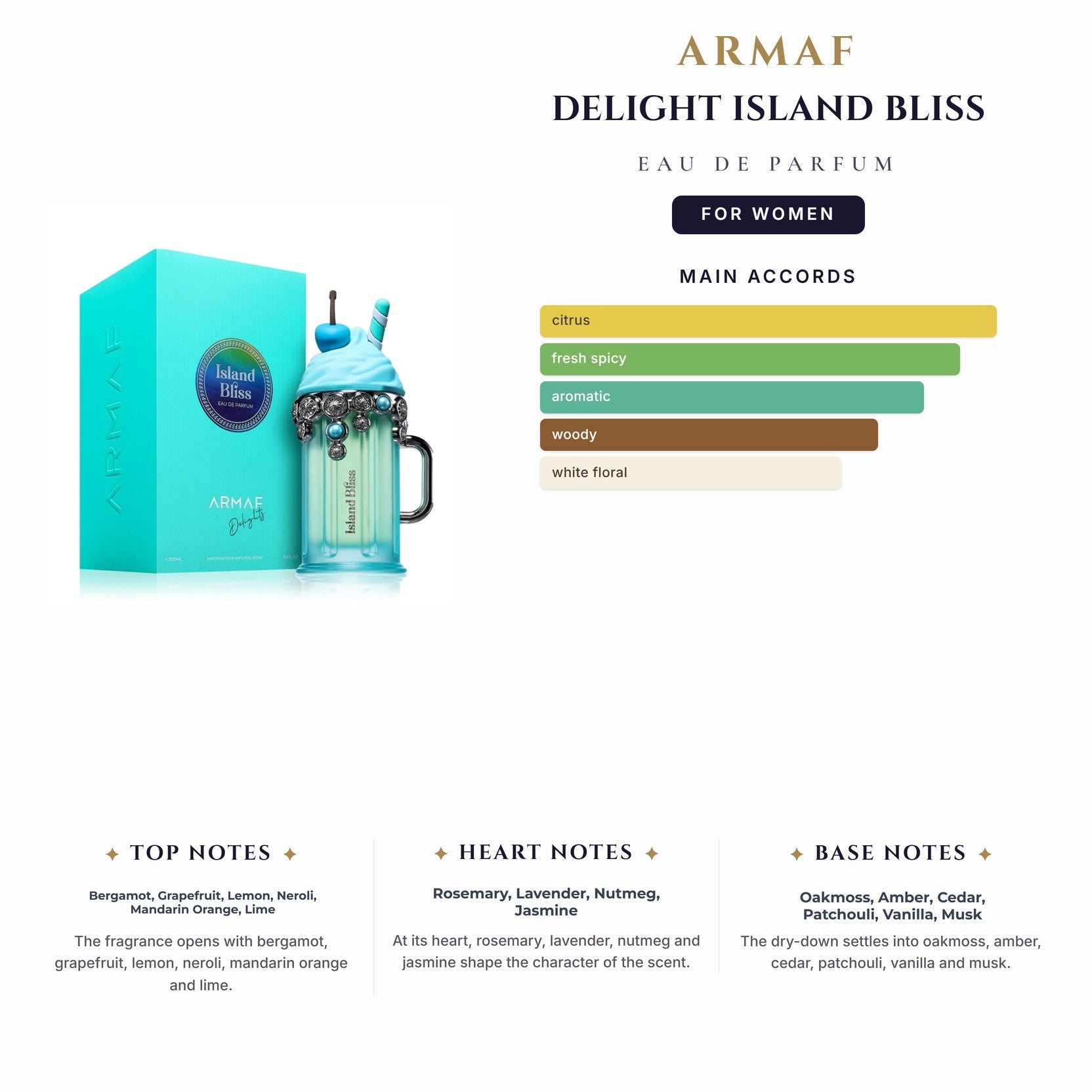 Armaf Delight Island Bliss 3.4oz EDP Spray for Women