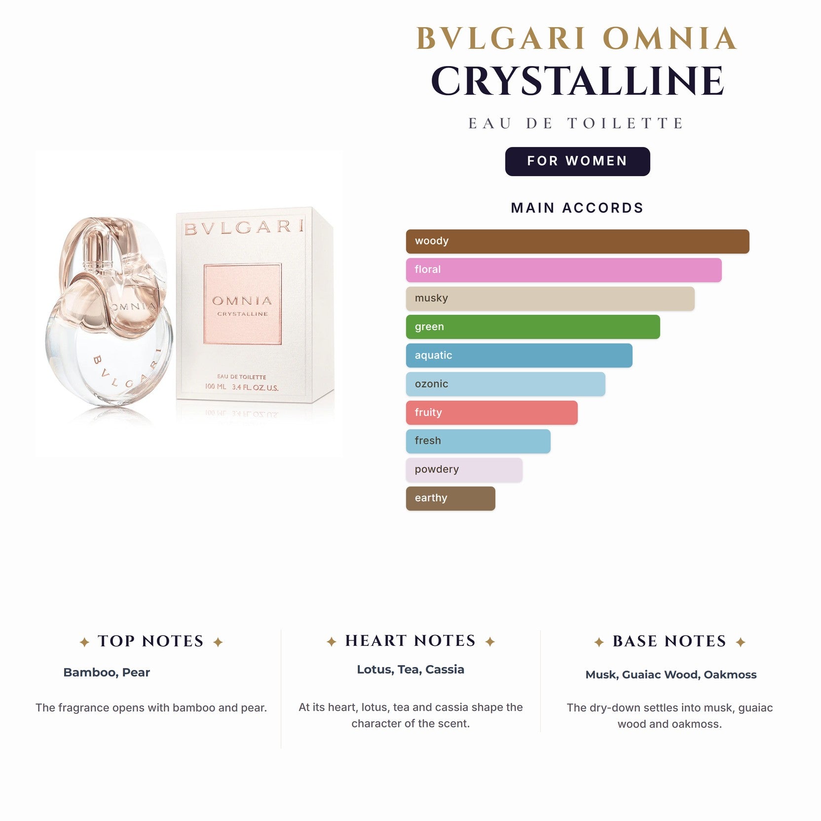 Bvlgari Omnia Crystalline 3.4oz EDT Spray for Women