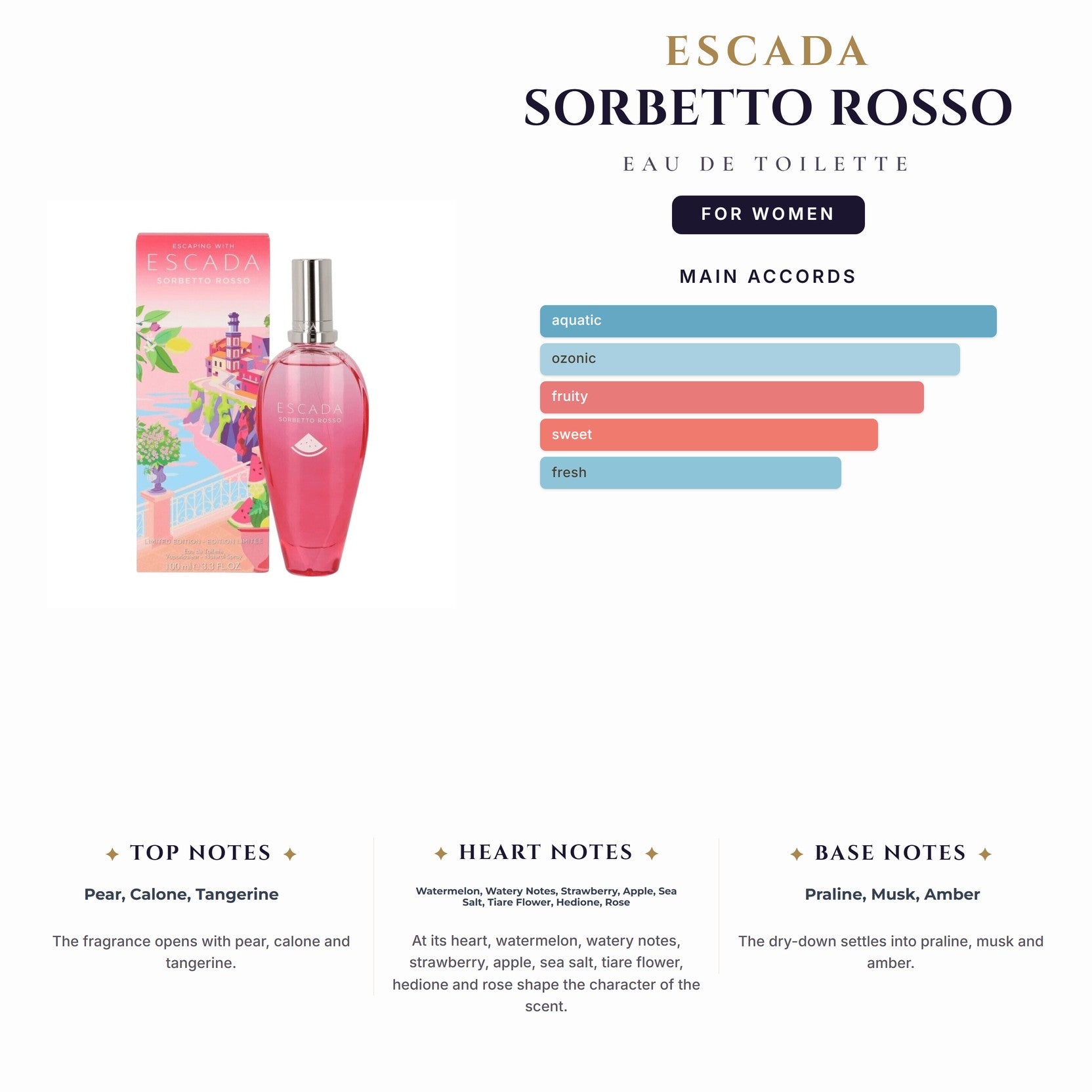 Escada Sorbetto Rosso 3.4oz EDT Spray for Women