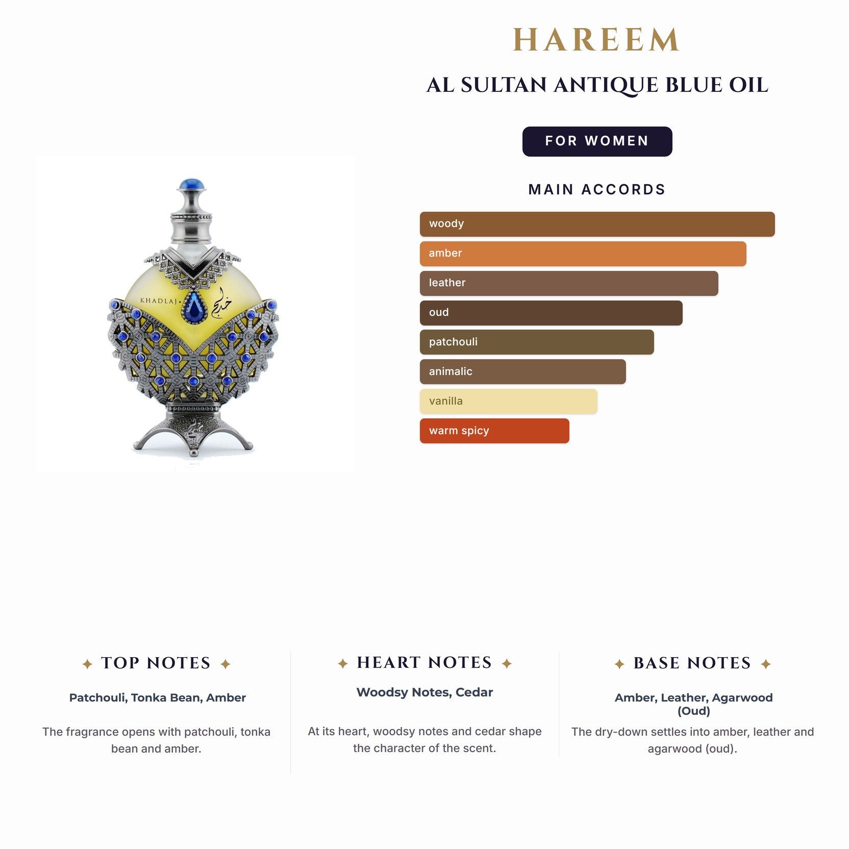 Hareem Al Sultan Antique Blue 1.2oz Oil for Women