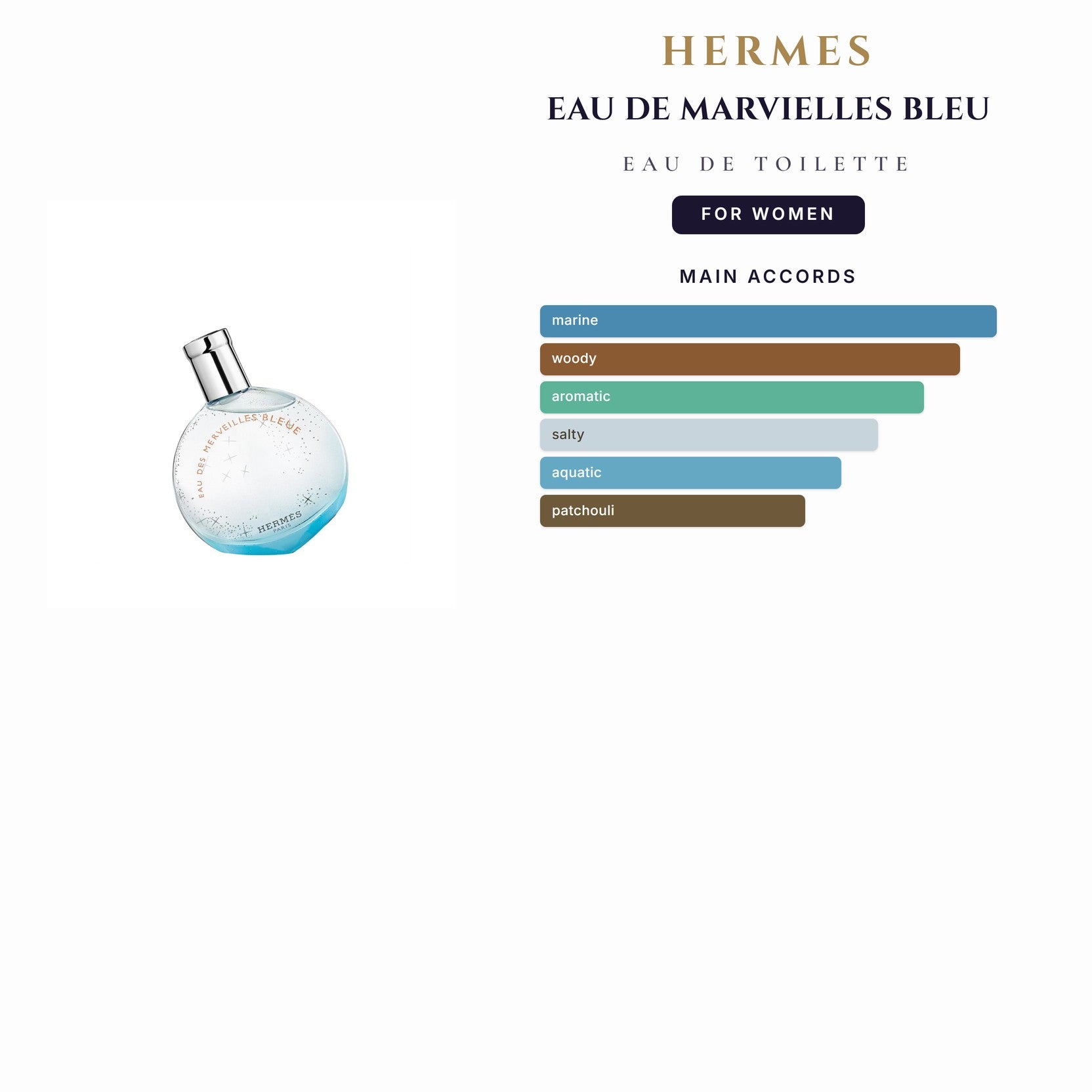 Hermes Eau De Marvielles Bleu 3.4oz EDT Spray for Women