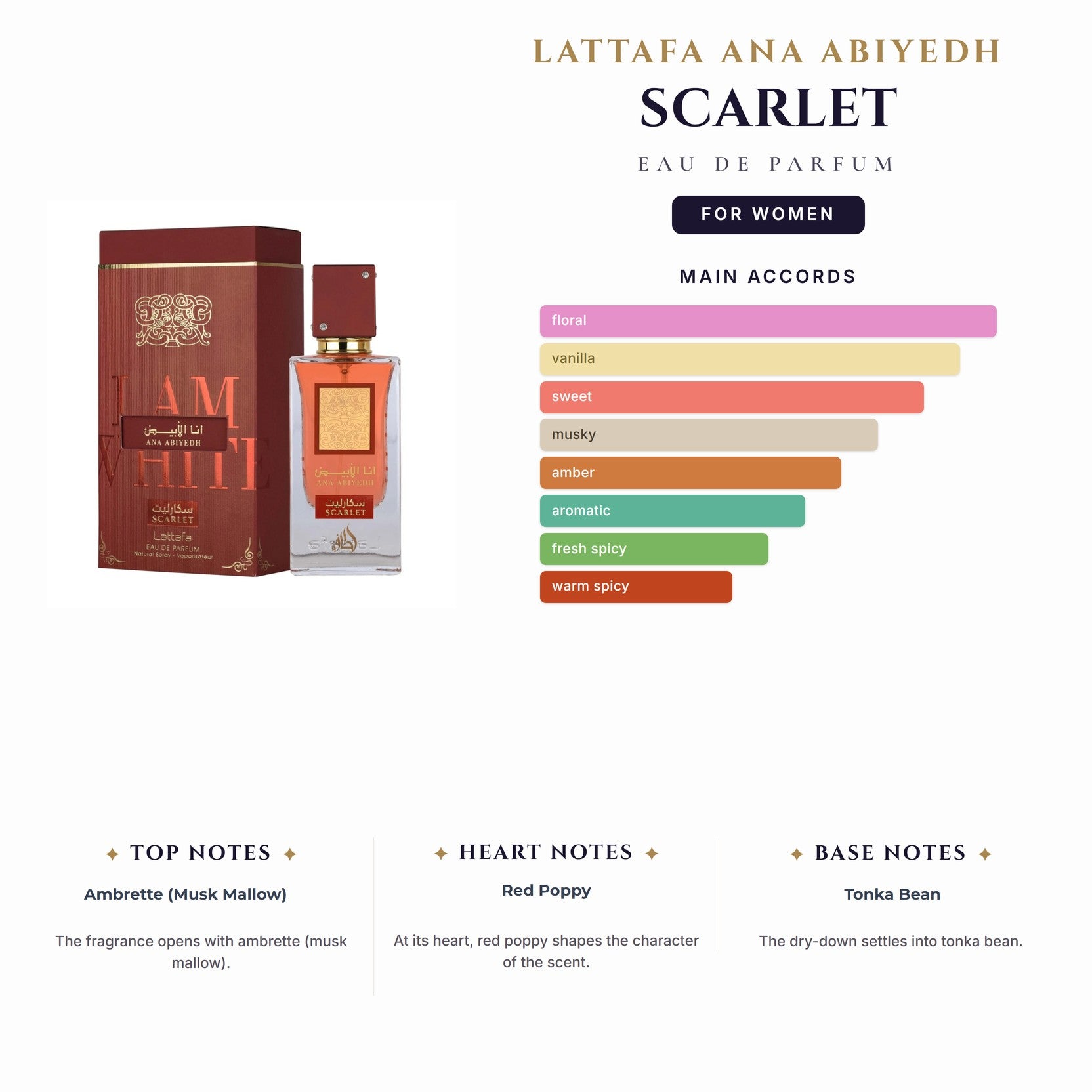 Lattafa Ana Abiyedh Scarlet 2.0oz EDP Spray for Women