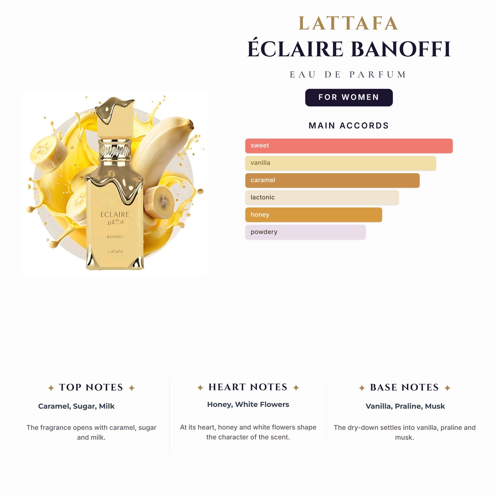 Lattafa Éclaire Banoffi 3.4oz EDP Spray for Women