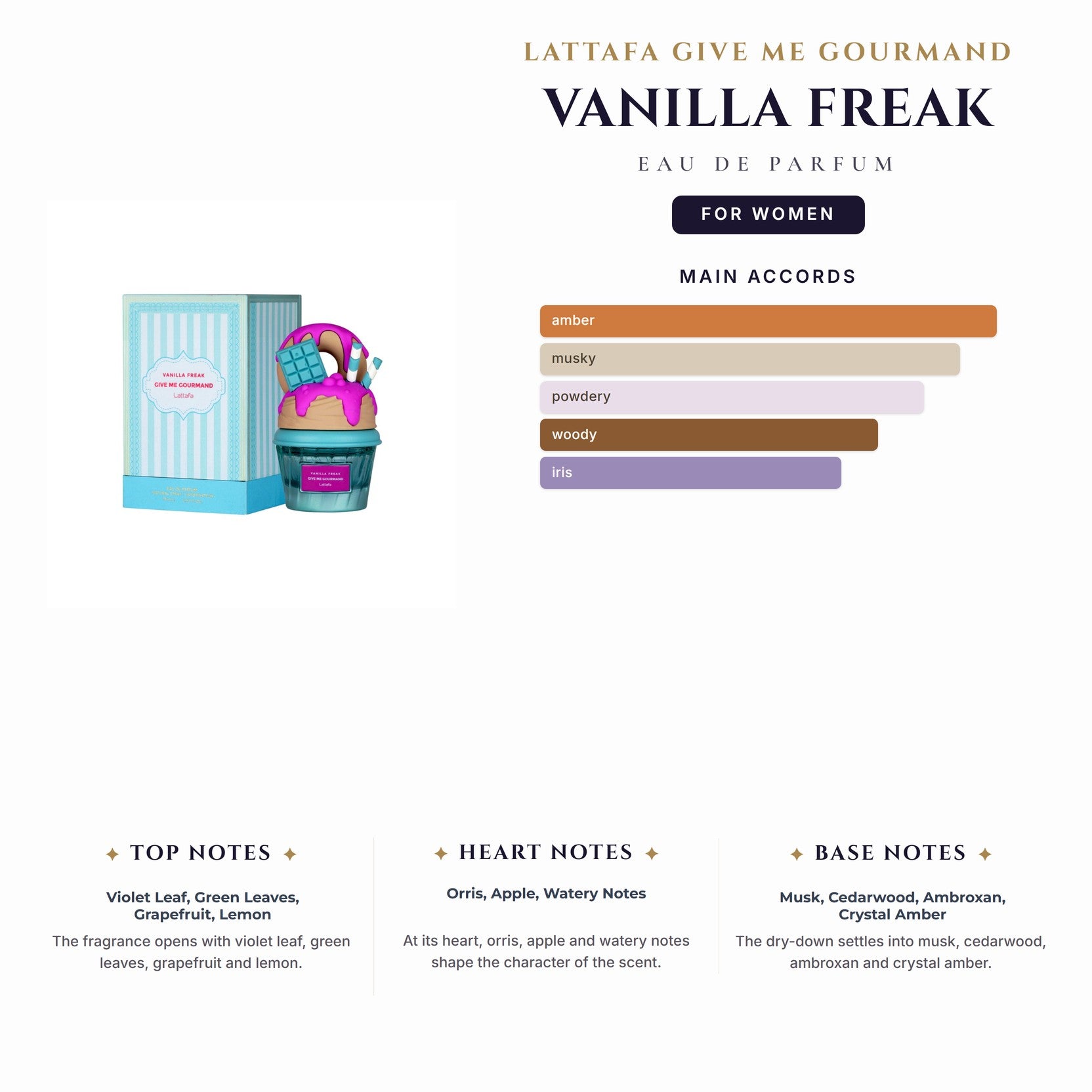 Lattafa Give Me Gourmand Vanilla Freak 2.5oz EDP Spray for Women