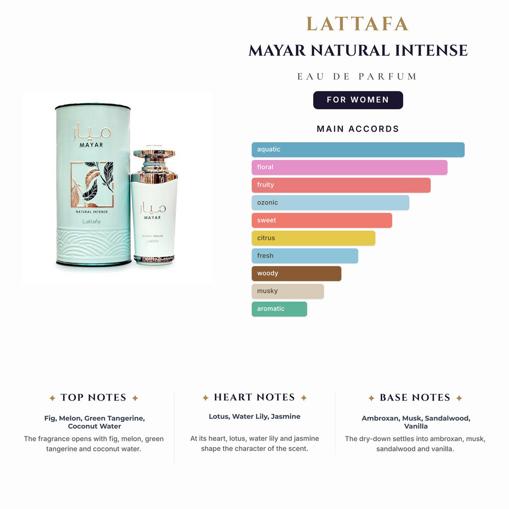 Lattafa Mayar Natural Intense 3.4oz EDP Spray for Women